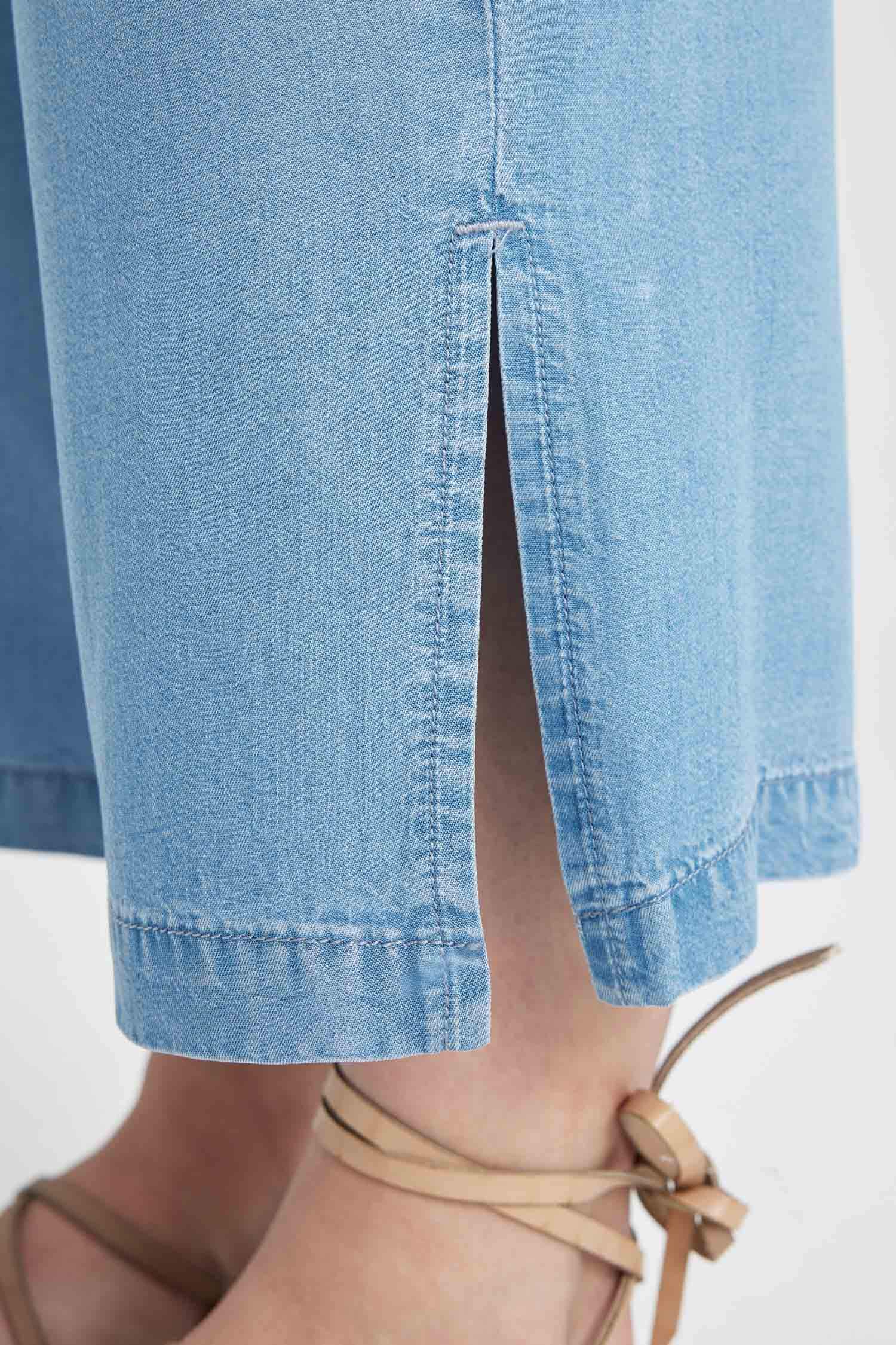 Culotte High Waist Short Wide Leg Slit Jeans