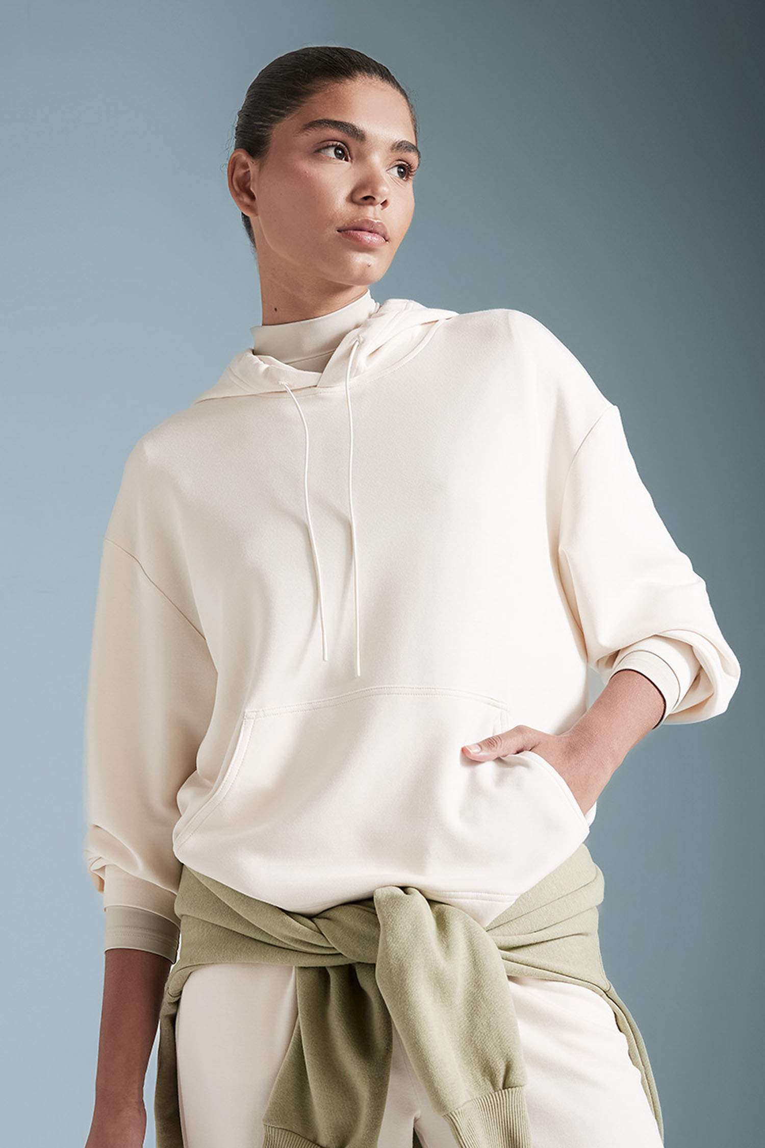 DeFactoFit Oversize Geniş Kalıp Modal Kapüşonlu Kanguru Cepli Sporcu Sweatshirt