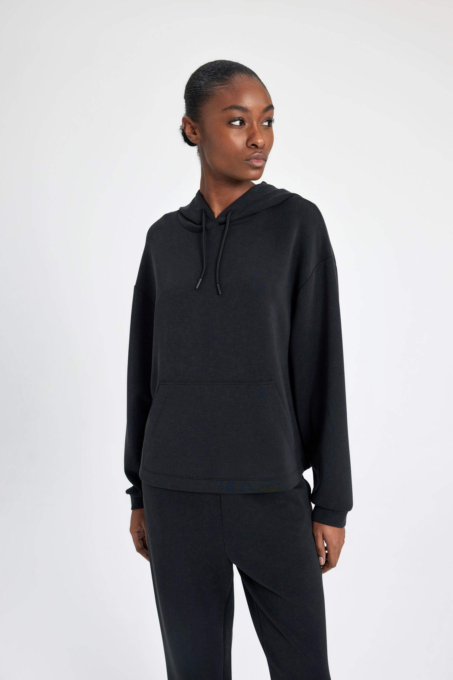 Oversize Geniş Kalıp Modal Kapüşonlu Kanguru Cepli Sporcu Sweatshirt