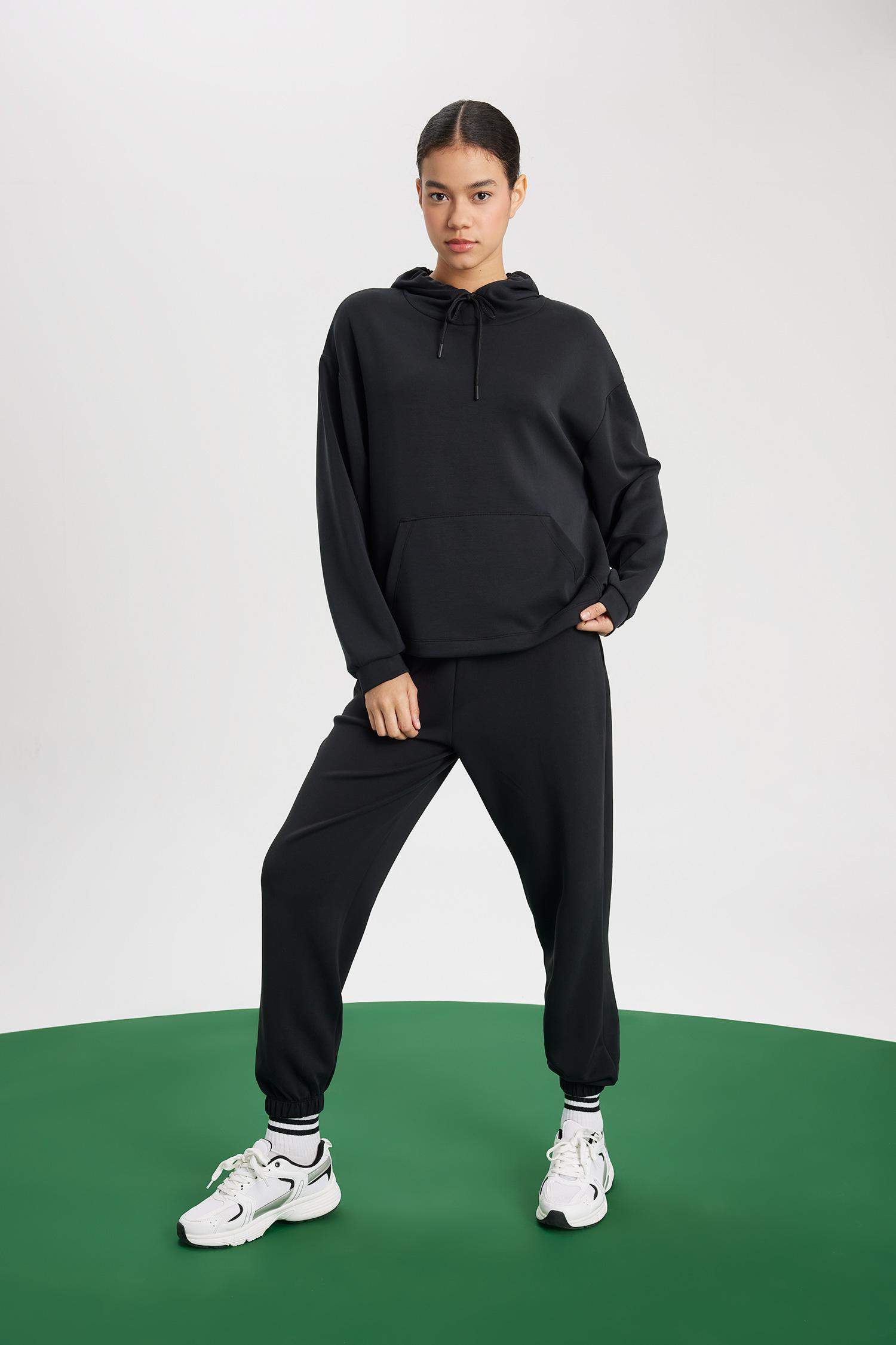 Oversize Geniş Kalıp Modal Kapüşonlu Kanguru Cepli Sporcu Sweatshirt