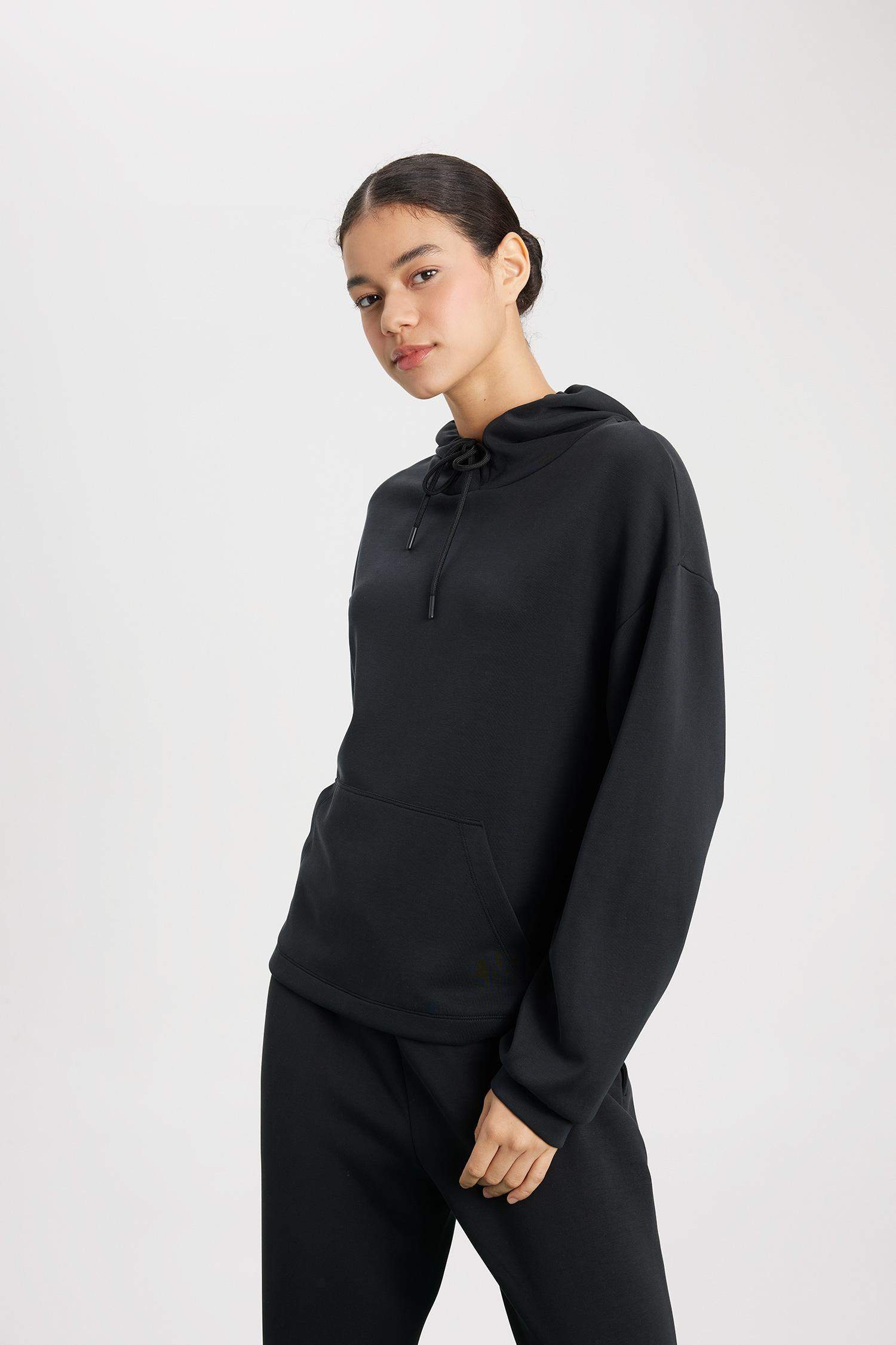 Oversize Geniş Kalıp Modal Kapüşonlu Kanguru Cepli Sporcu Sweatshirt