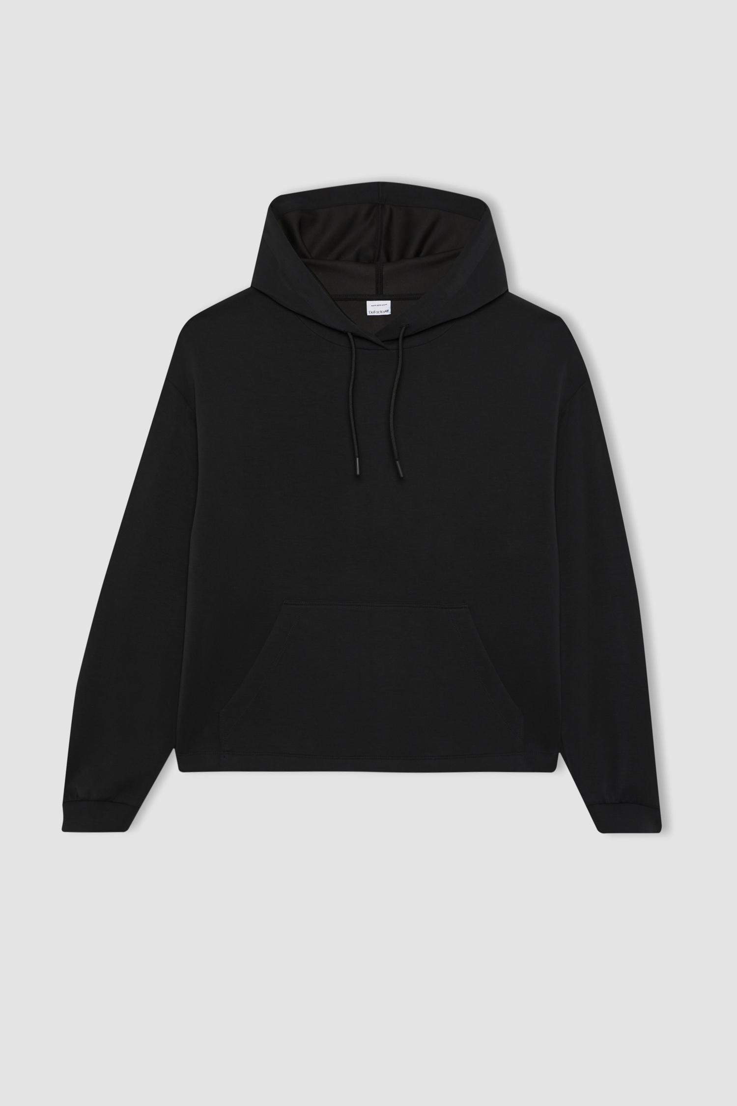 Oversize Geniş Kalıp Modal Kapüşonlu Kanguru Cepli Sporcu Sweatshirt