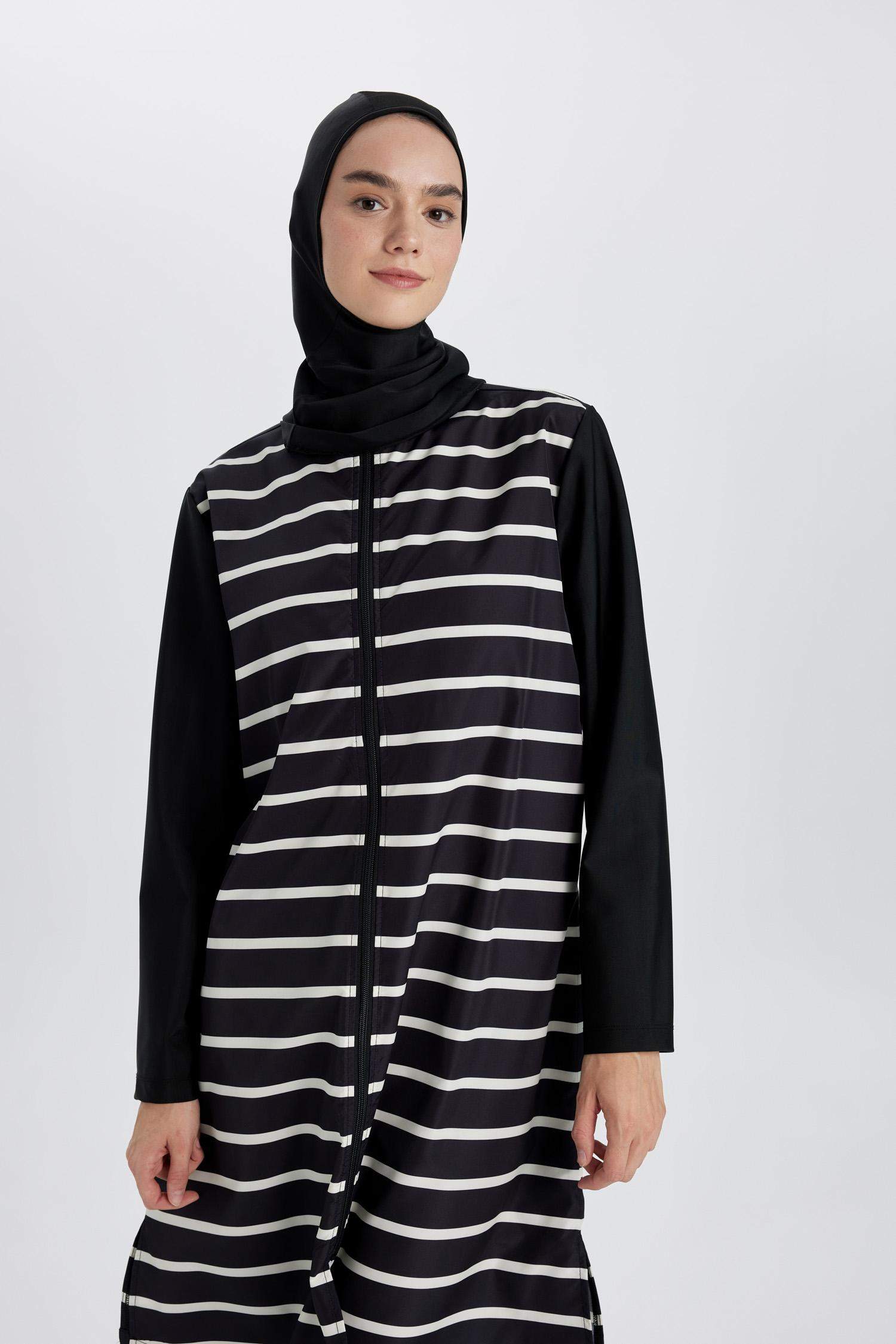 Regular Fit Striped 3 Piece Hijab Burkini Set