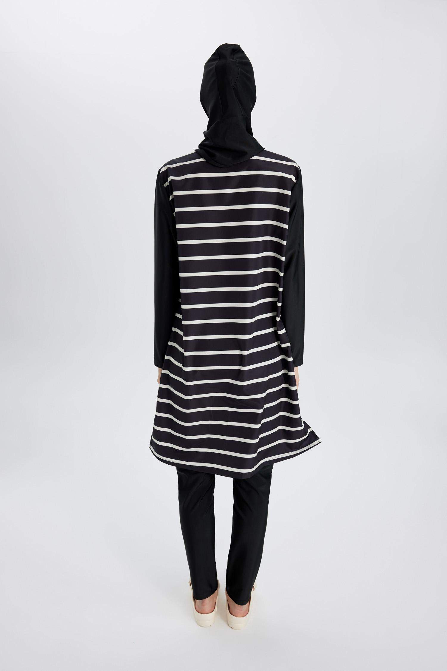 Regular Fit Striped 3 Piece Hijab Burkini Set