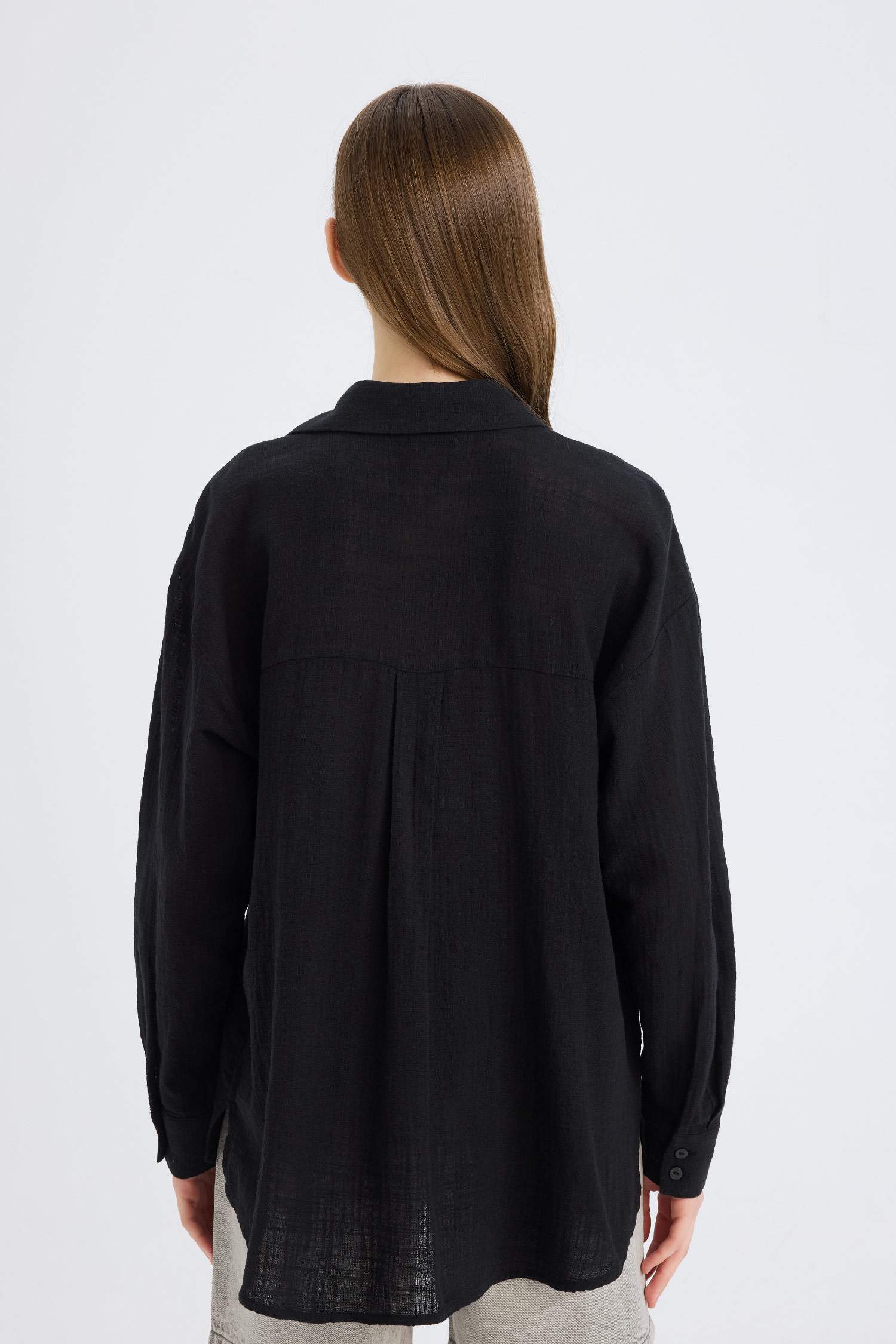 үлкен пішім Ұзын жеңді көйлек