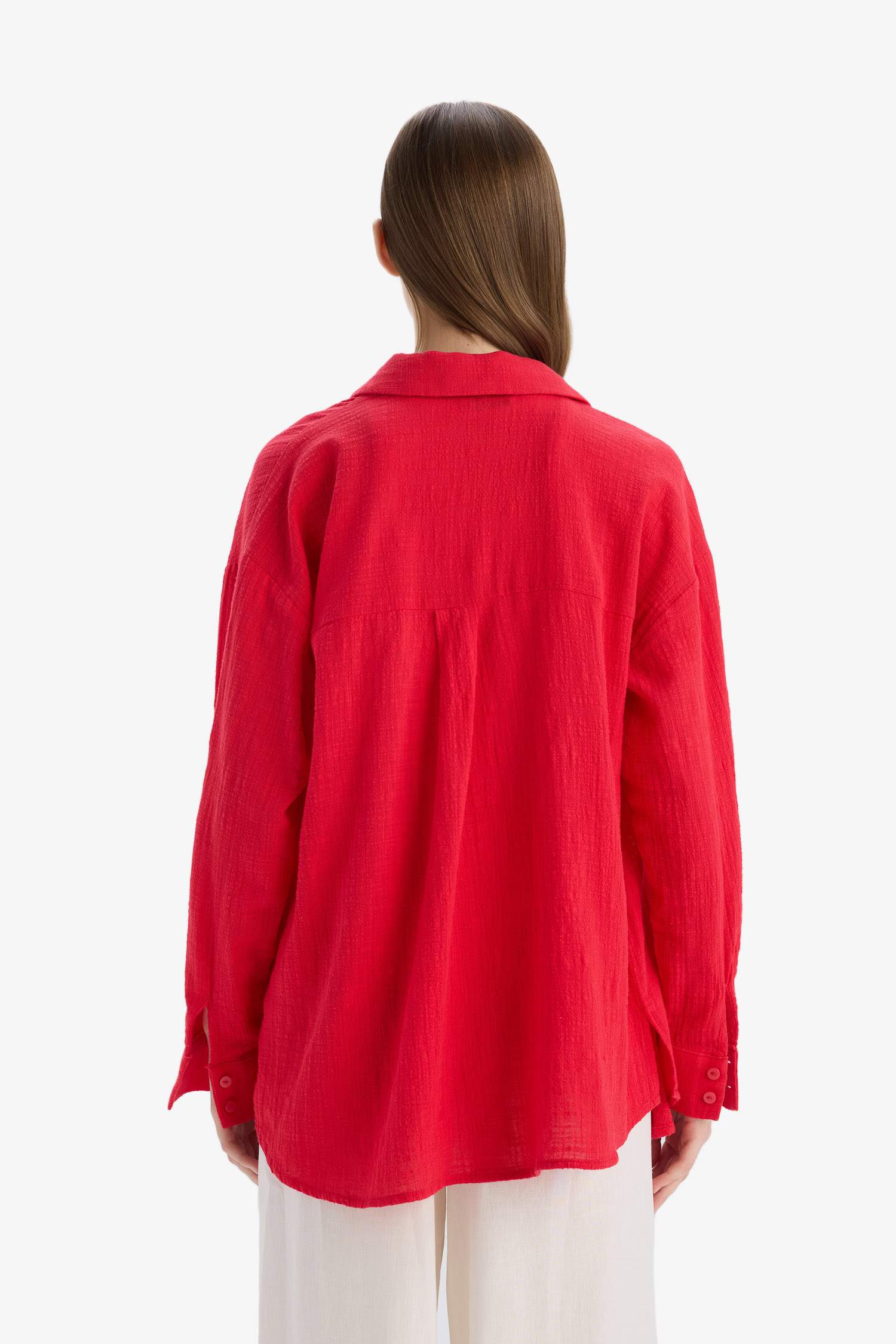 Chemise oversize effet lin à manches longues