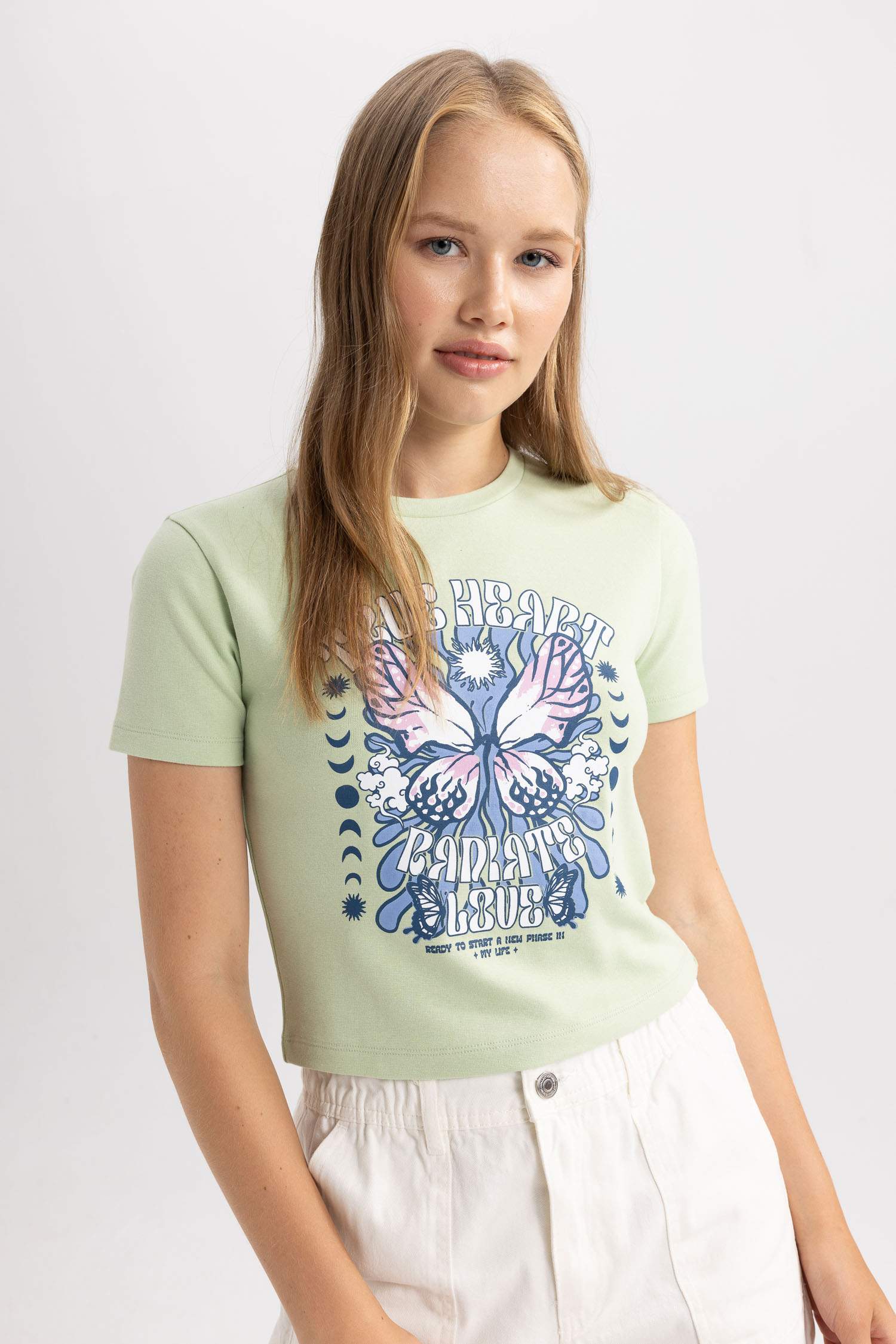 تيشيرت نص ردن مطبوع سليم فيت