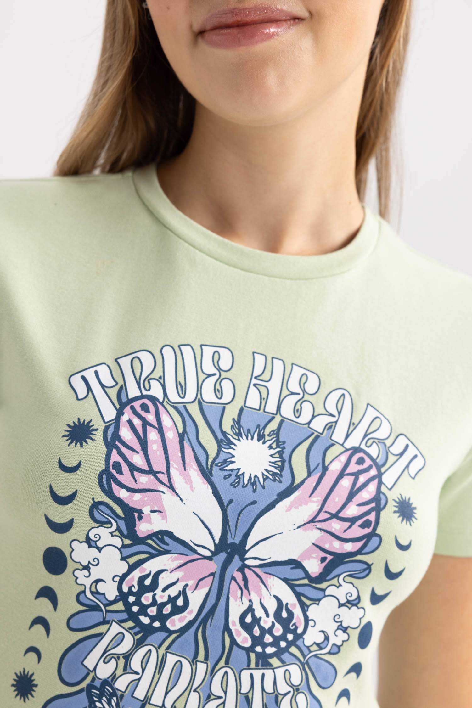 تيشيرت نص ردن مطبوع سليم فيت