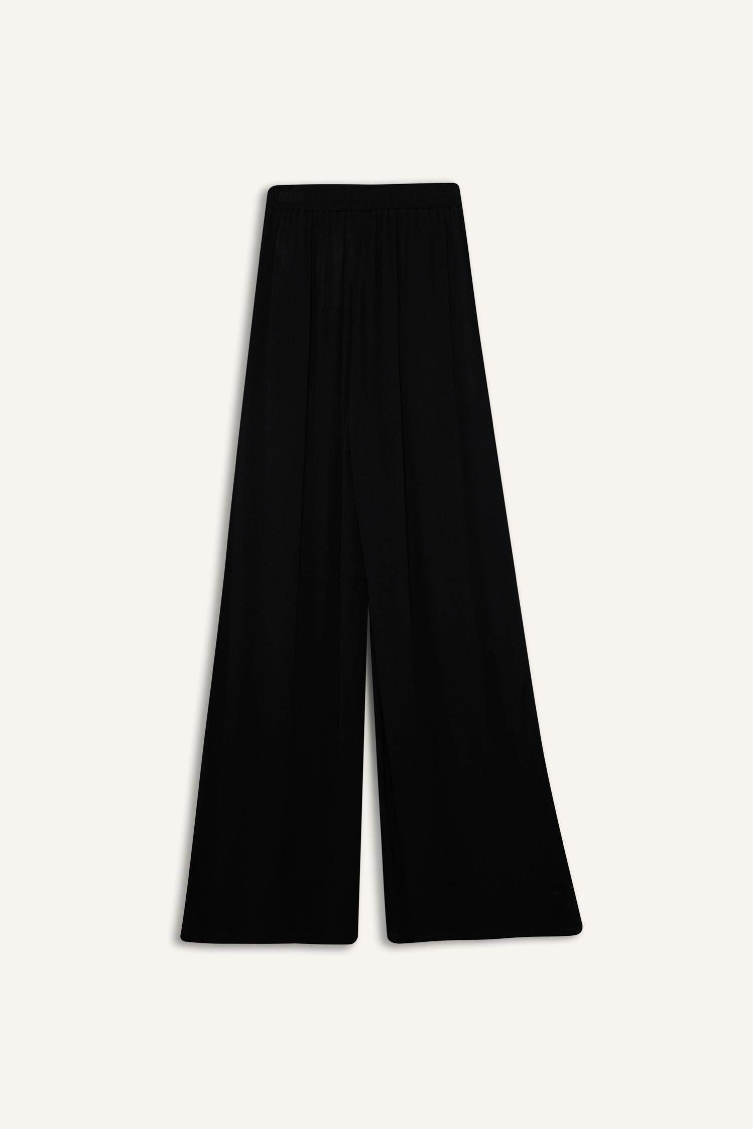 بنطرون فيسكوز وايد ليج بجيب وخصر عالي