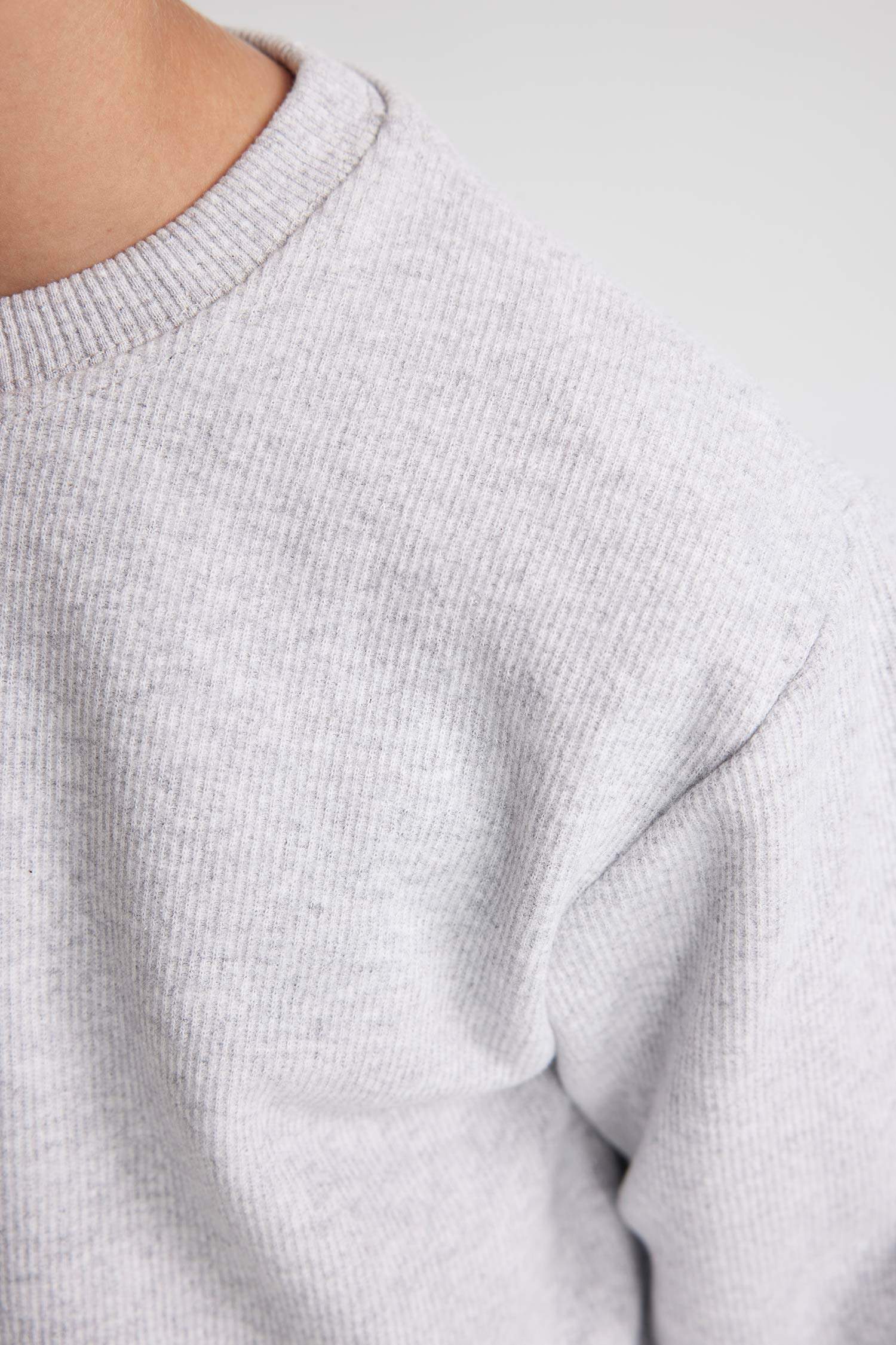 Erkek Çocuk Bisiklet Yaka Selanik Kumaş Basic Düz Sweatshirt