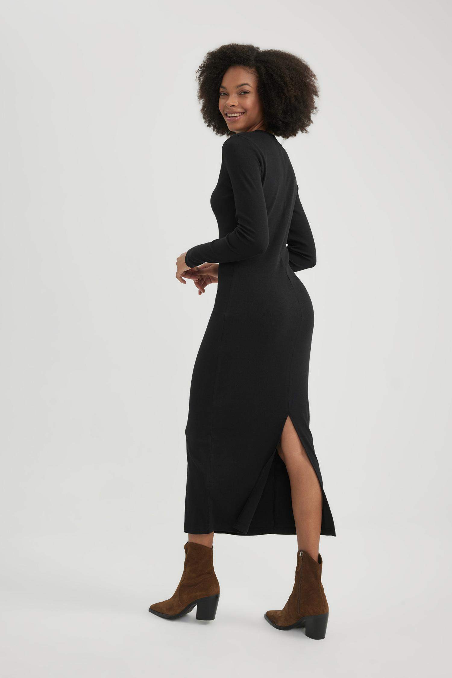 Bodycon Crew Neck Ribbed Camisole Midi Dress