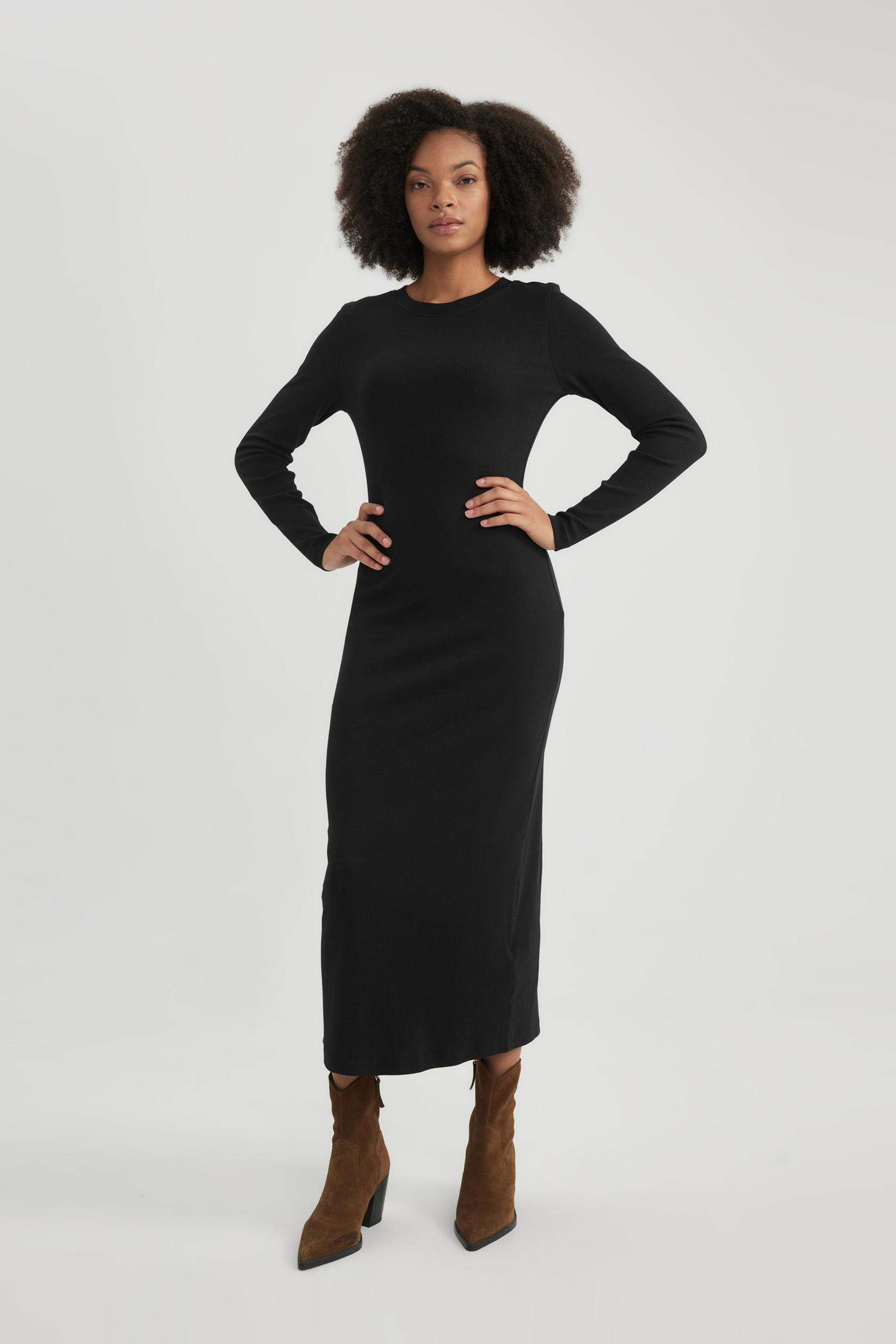 Bodycon Crew Neck Ribbed Camisole Midi Dress