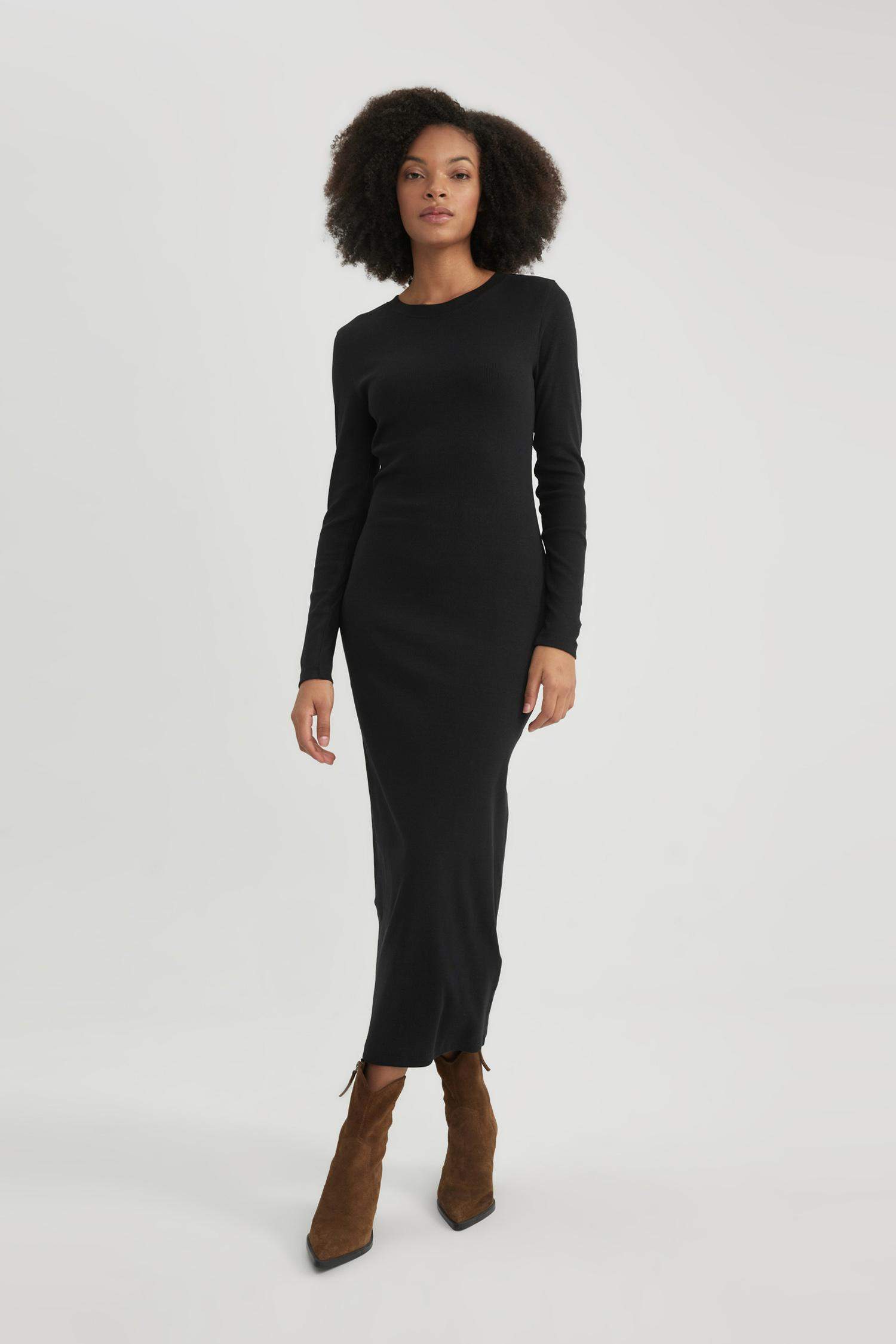 Bodycon Crew Neck Ribbed Camisole Midi Dress
