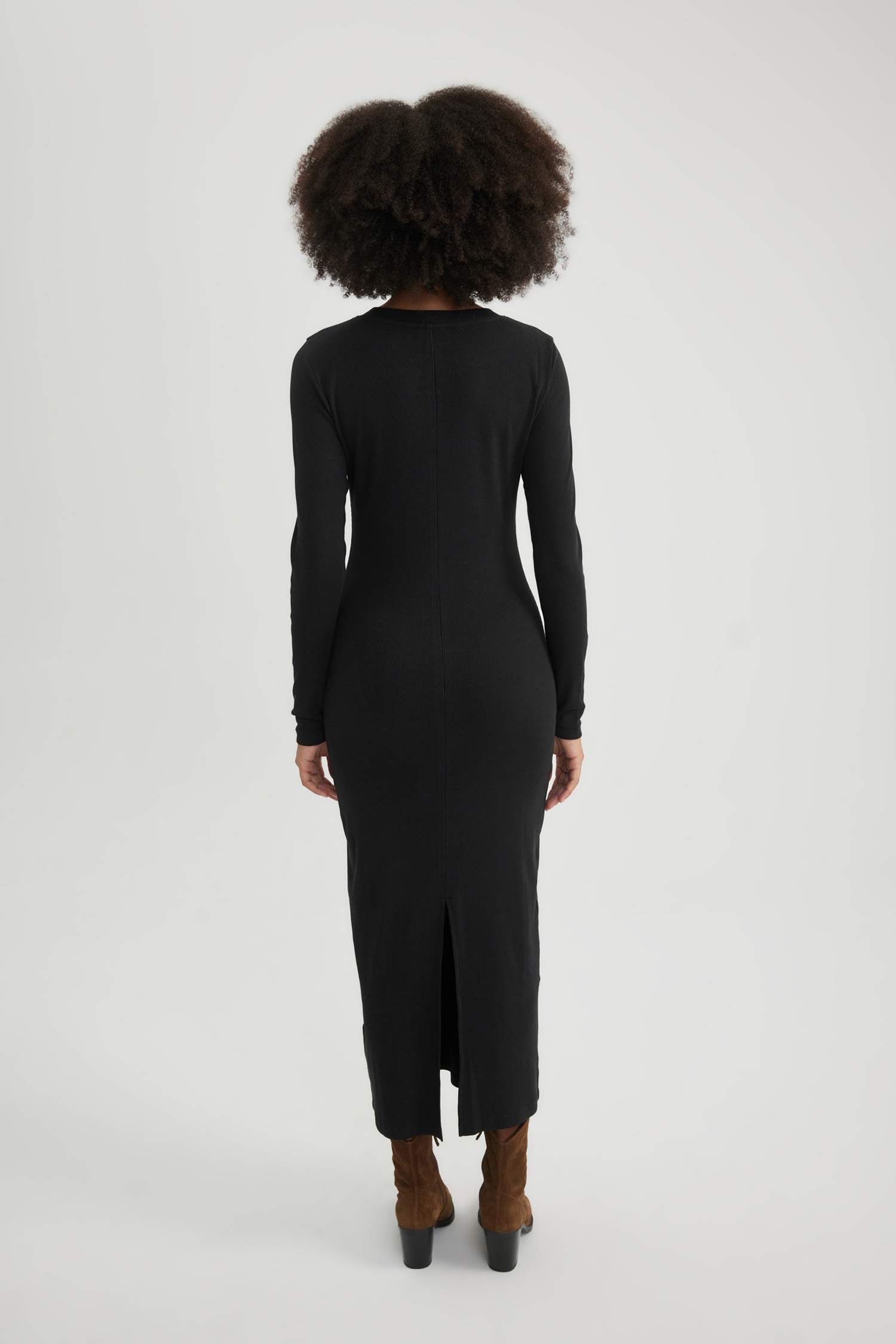 Bodycon Crew Neck Ribbed Camisole Midi Dress