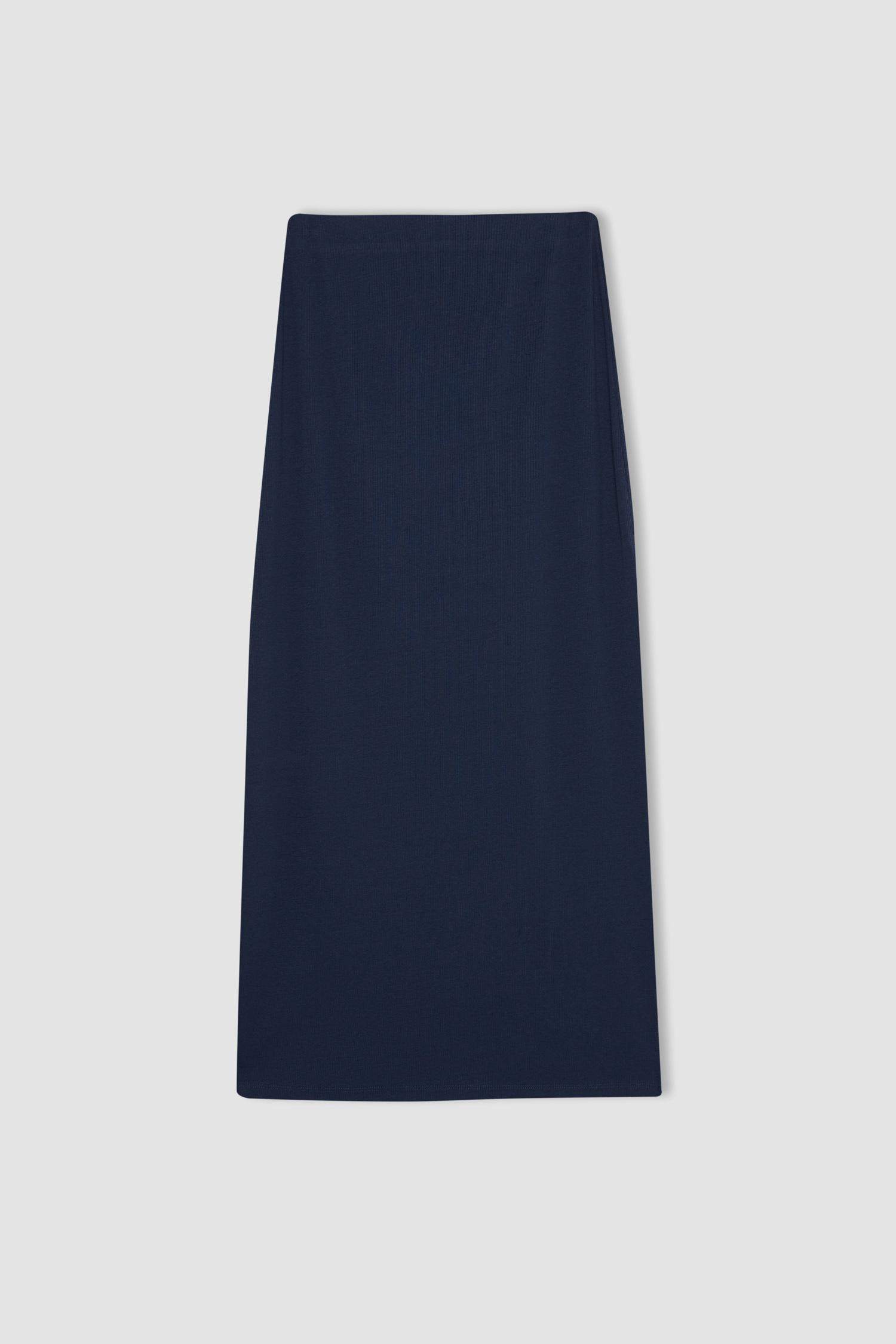 Jupe Longue en Maille Côtelée Ajustée
