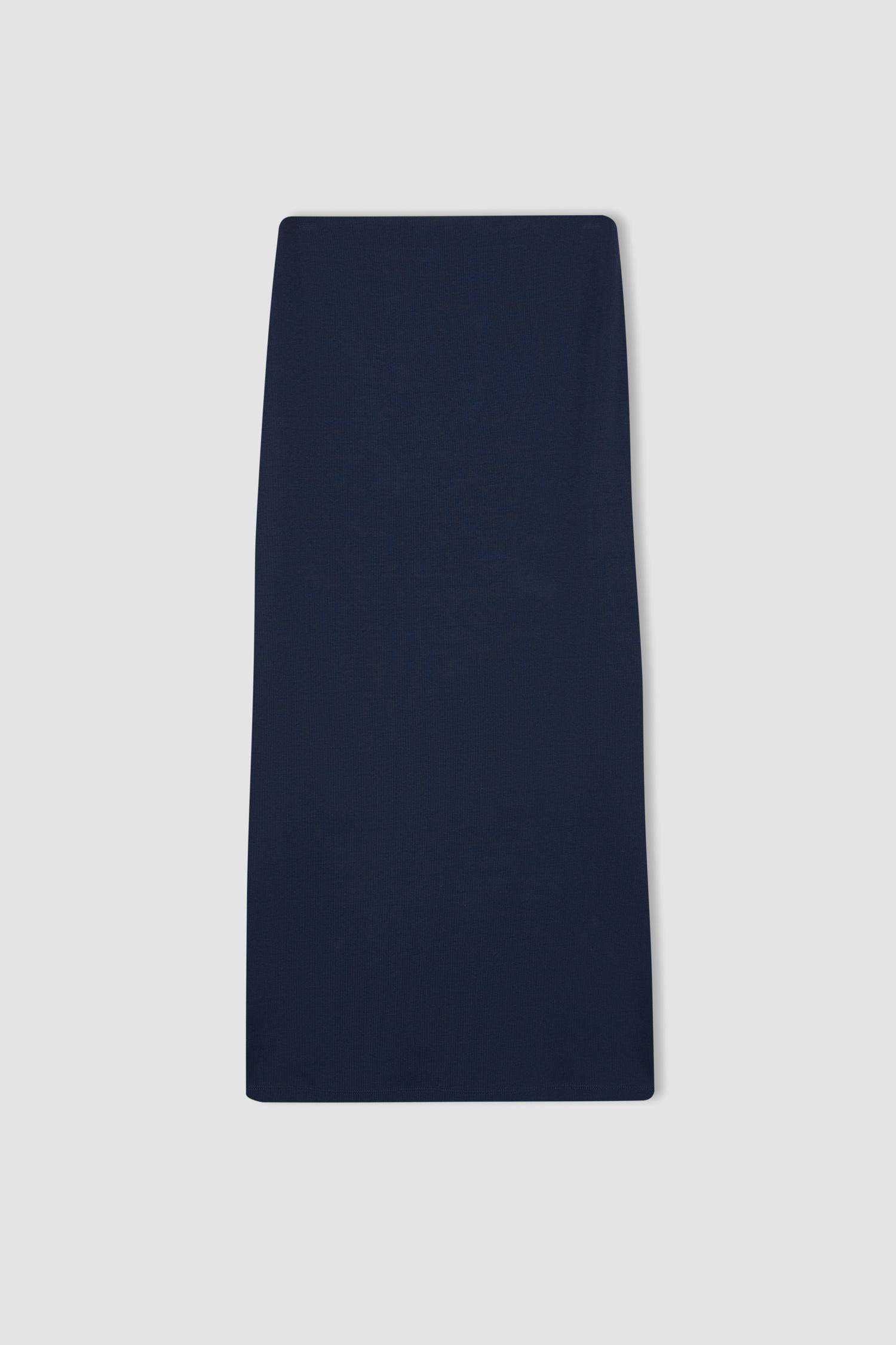 Jupe Longue en Maille Côtelée Ajustée