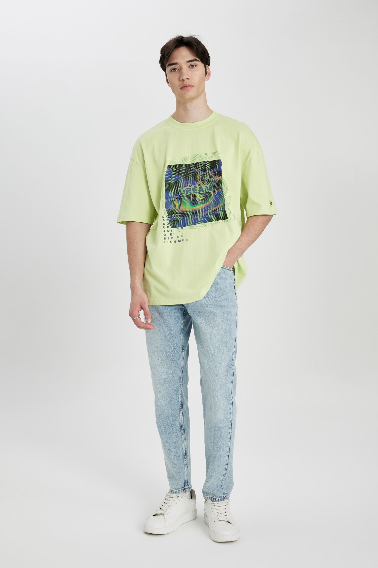 Oversize Crew Neck Printed Short Sleeve T-Shirt