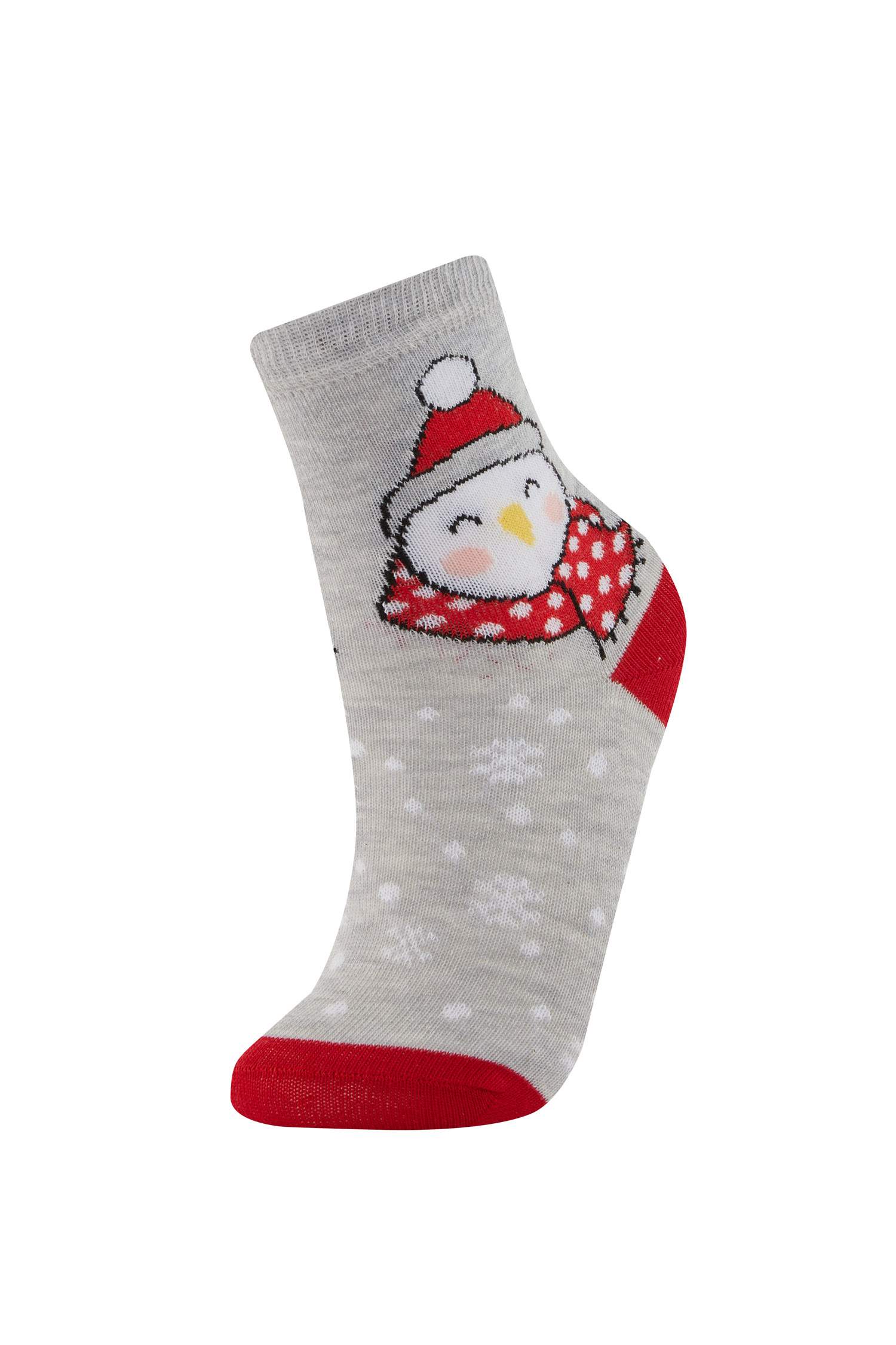 Длинные носки новогодние из хлопка для девочек, 2 пары