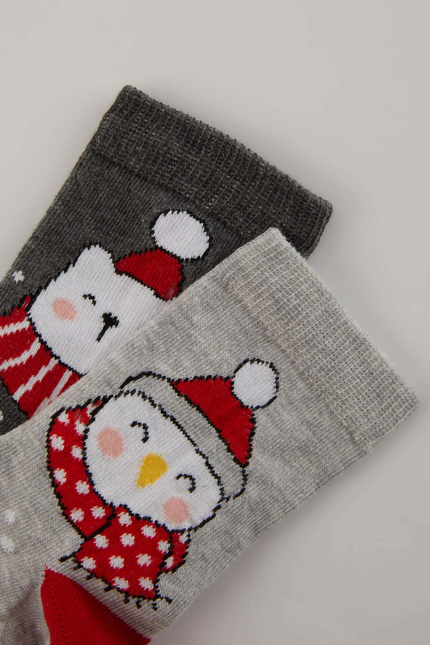 Длинные носки новогодние из хлопка для девочек, 2 пары