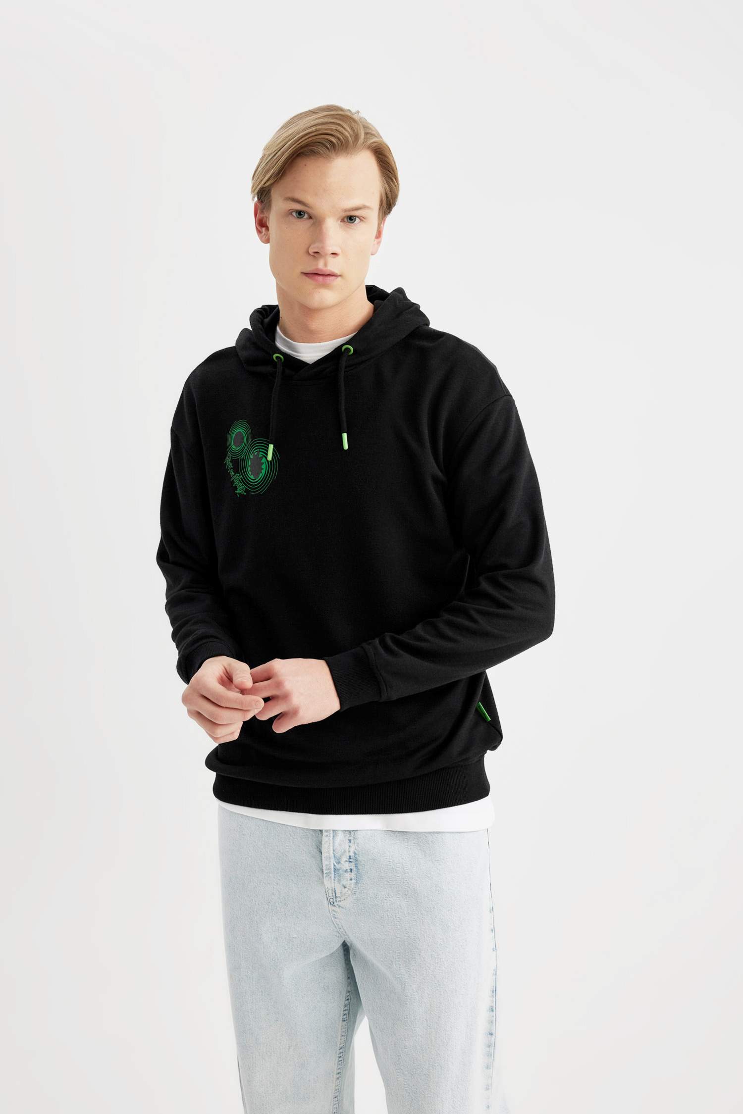 Rick and Morty Boxy Fit Hooded Back Printed Sweatshirt