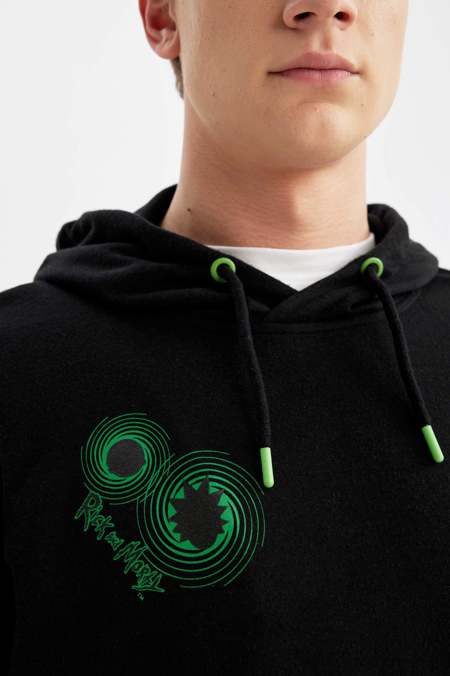 Rick and Morty Boxy Fit Hooded Back Printed Sweatshirt