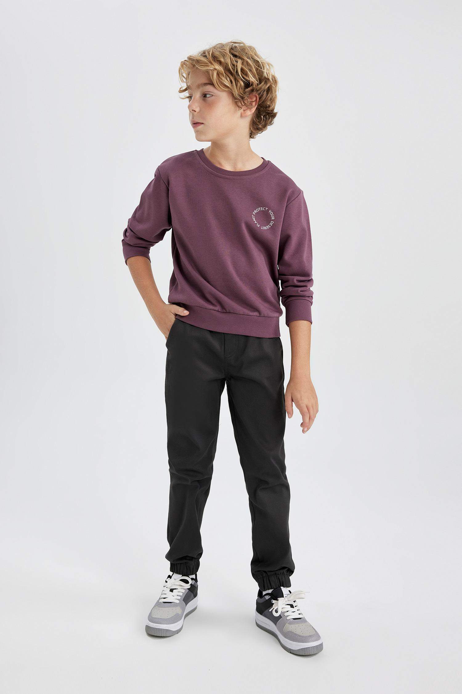 Erkek Çocuk Bisiklet Yaka Sırt Baskılı Sweatshirt