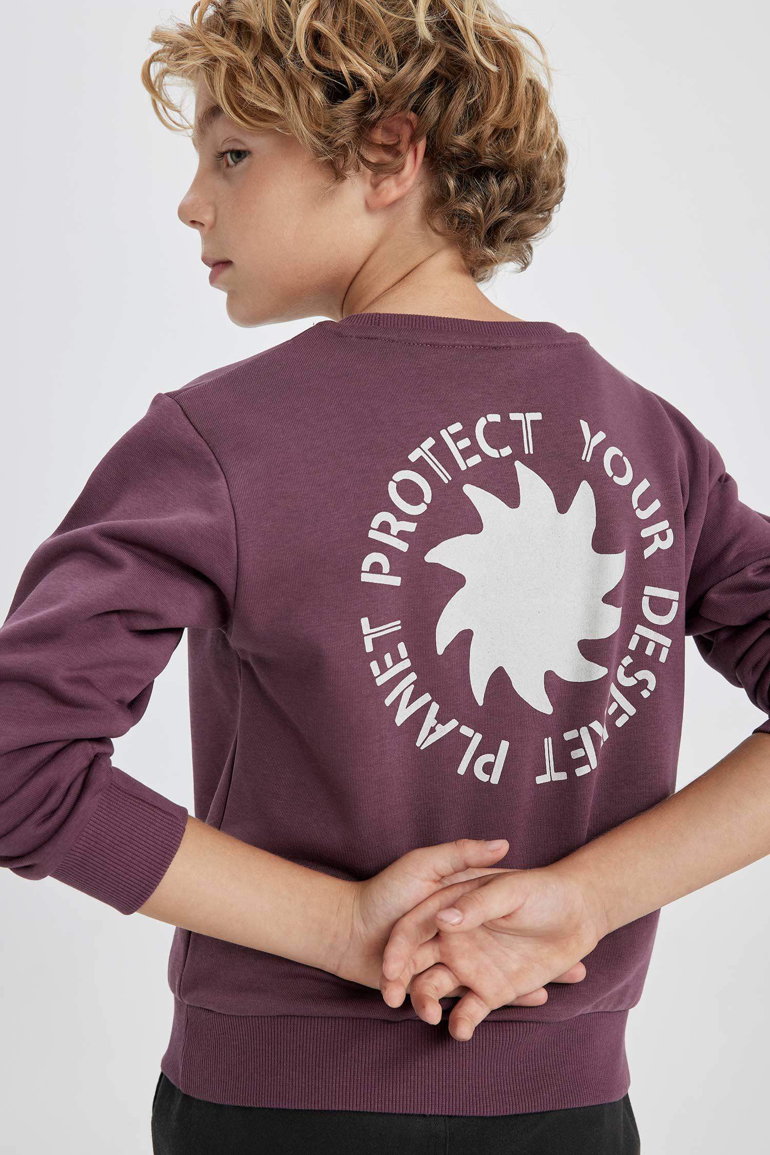 Erkek Çocuk Bisiklet Yaka Sırt Baskılı Sweatshirt