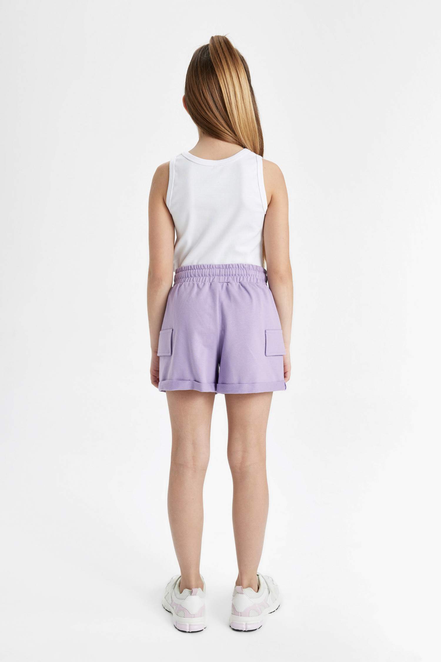 Kız Çocuk Beli Lastikli Basic Düz Şort