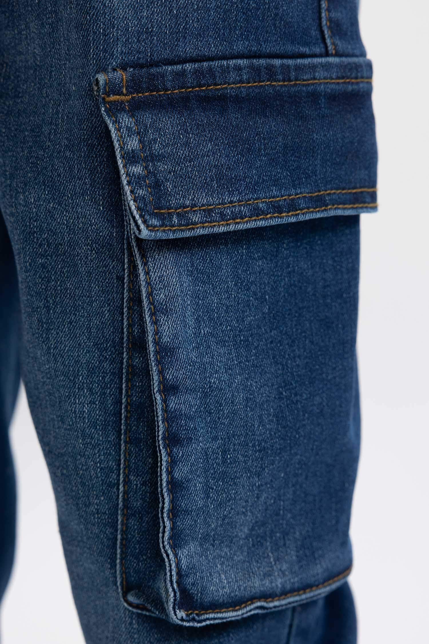 بنطلون جينز ولادي كارجو بساق مطاطي بجيب