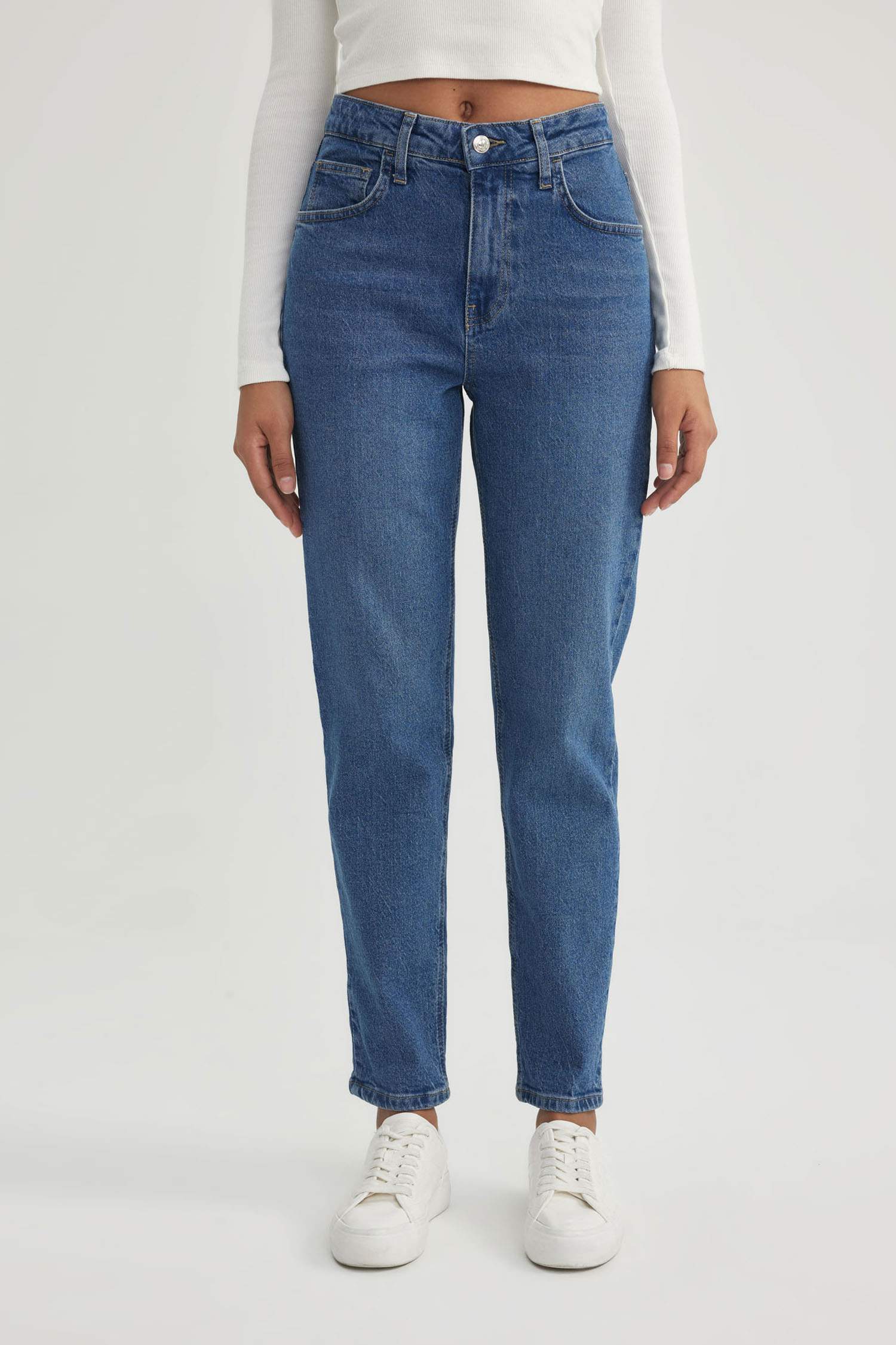 Comfort Fit High Waist Ankle Length Jeans