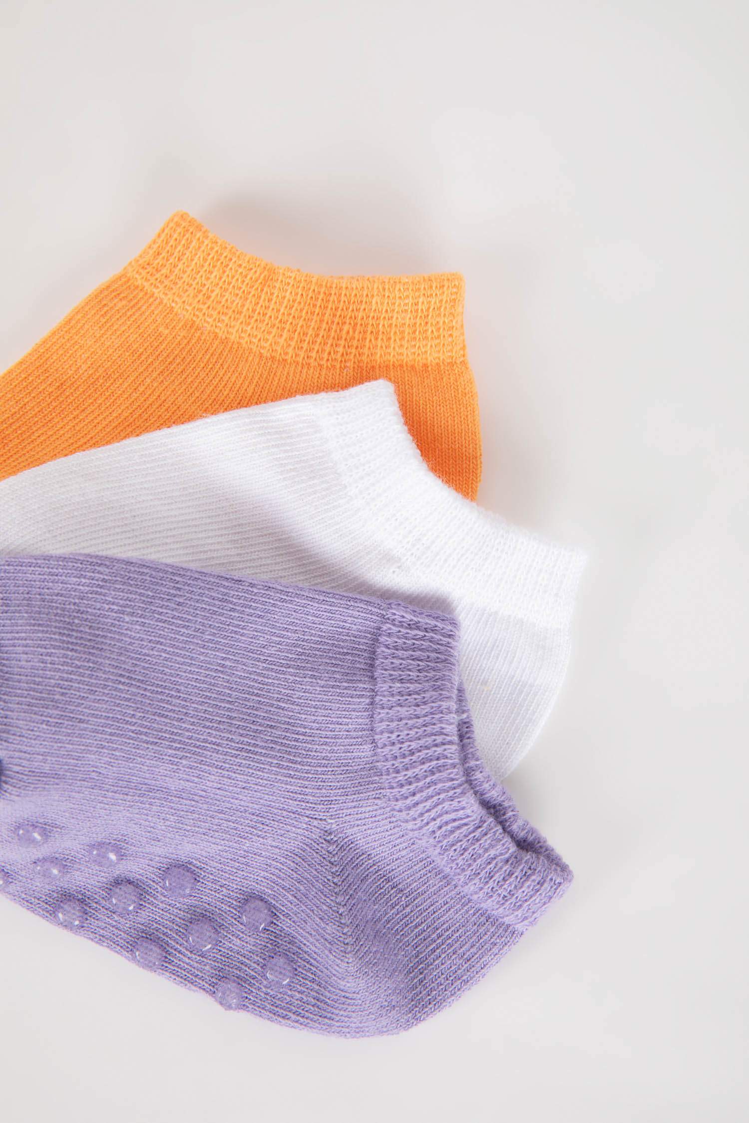 Kız Bebek Kaydırmaz Taban 3'lü Pamuklu Patik Çorap