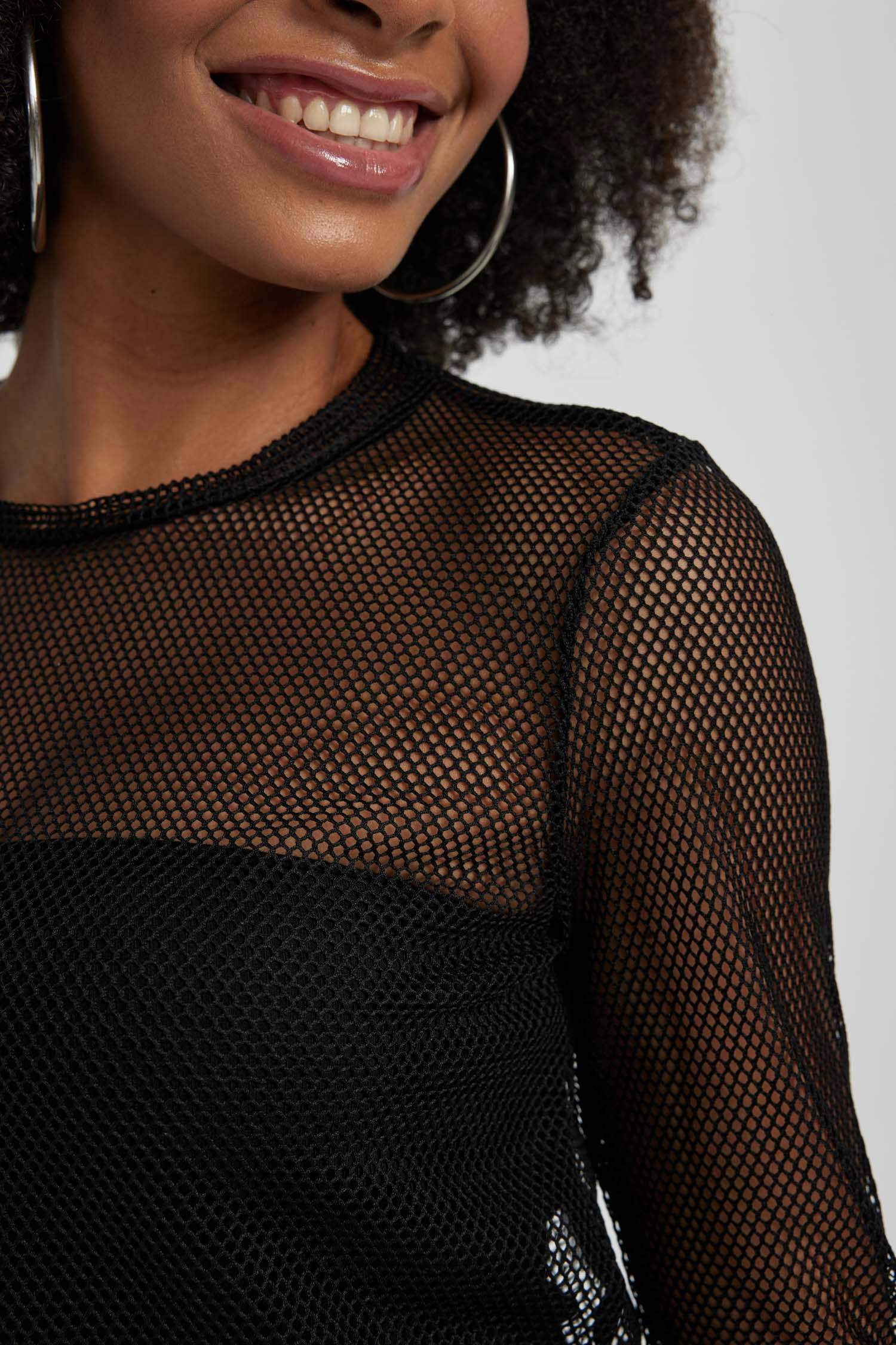 Fitted Crop Uzun Kollu File Tişört