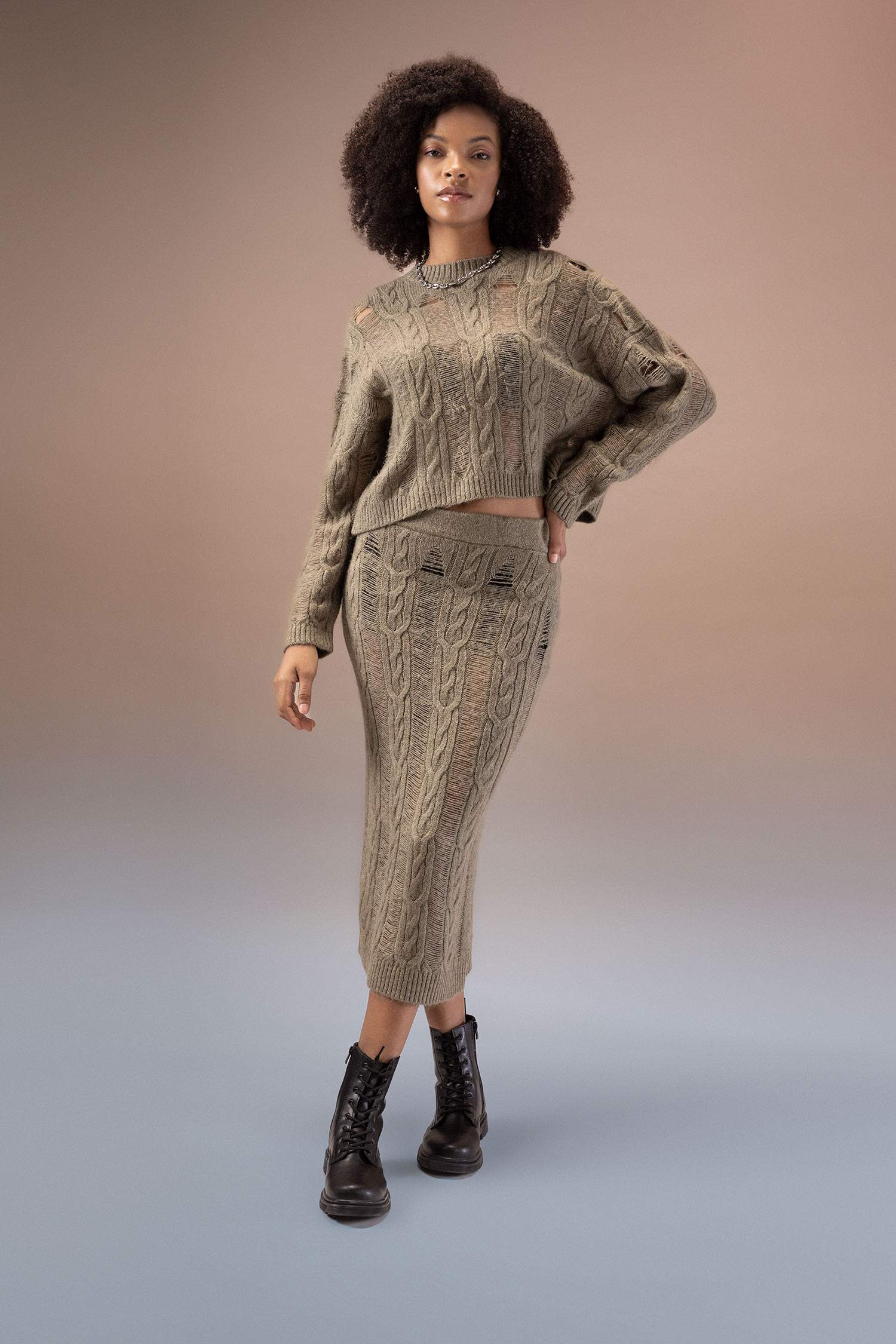 Slim Fit Knitwear Skirt