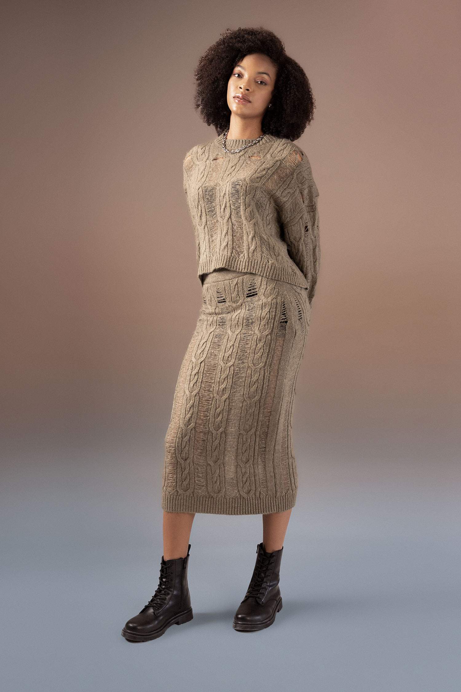 Slim Fit Knitwear Skirt