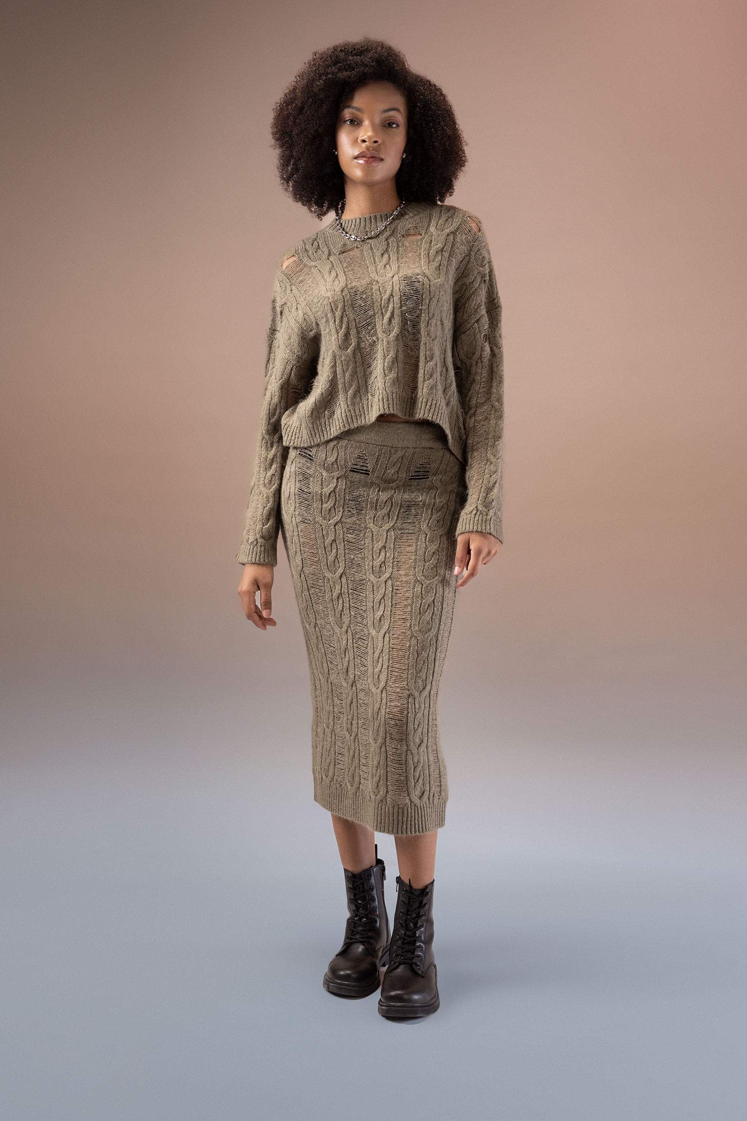 Slim Fit Knitwear Skirt