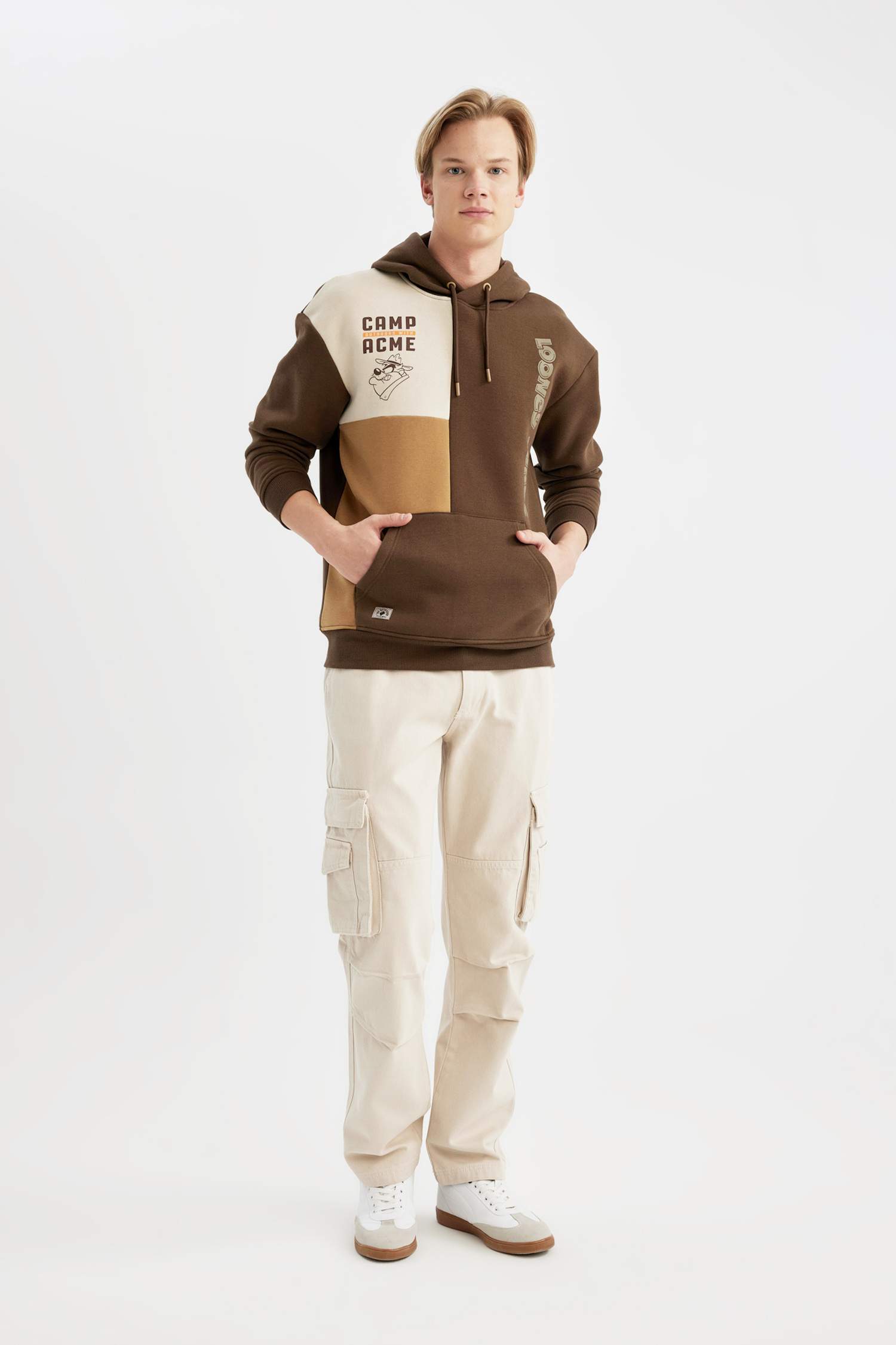 Looney Tunes Boxy Fit Hooded Back Printed Sweatshirt