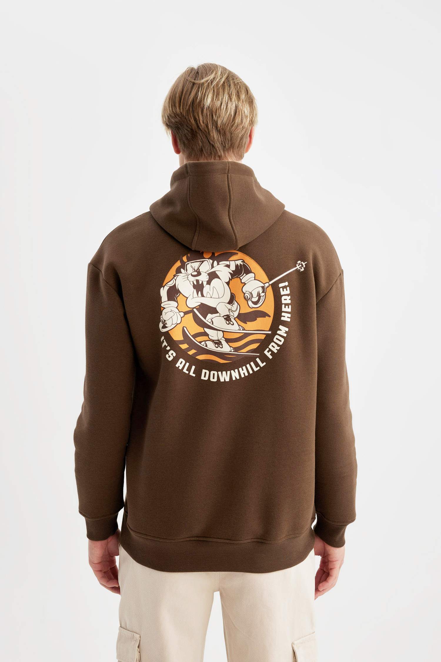 Looney Tunes Boxy Fit Hooded Back Printed Sweatshirt