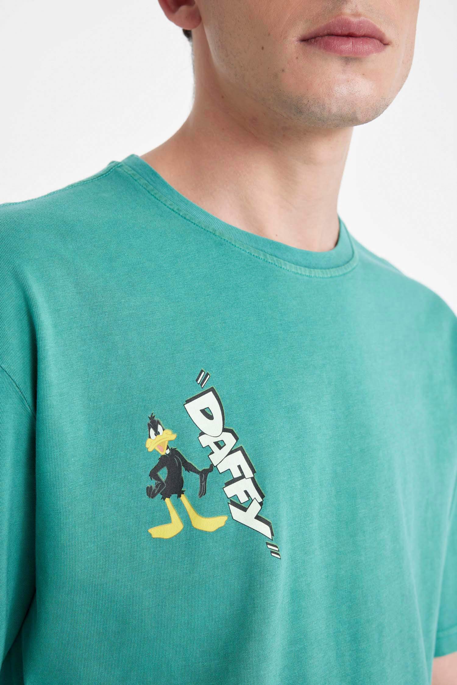 تيشيرت نص ردن اوفر سايز بياخة مستديرة من لوني تونز