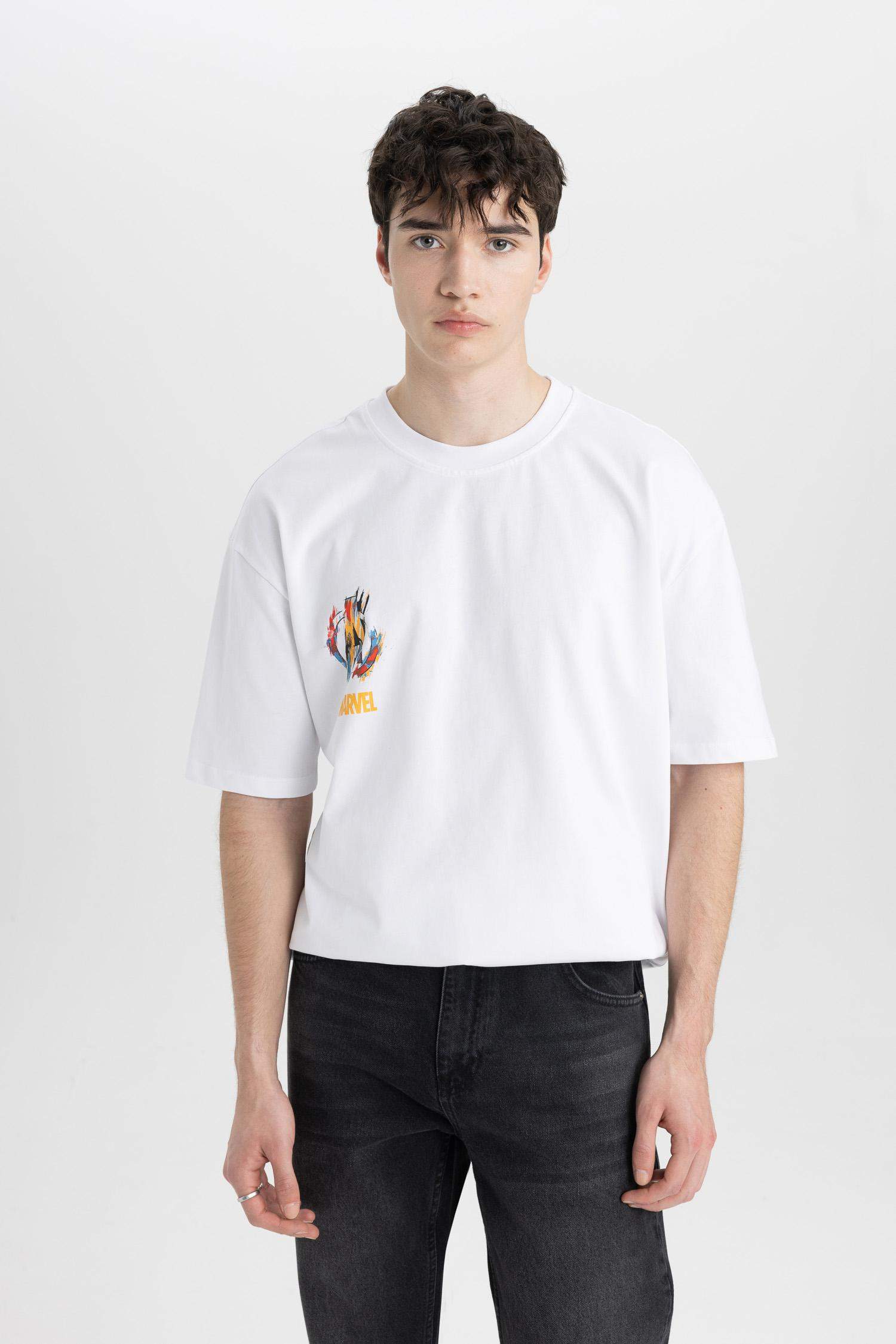 Oversize Fit Avengers Crew Neck Printed Short Sleeve T-Shirt