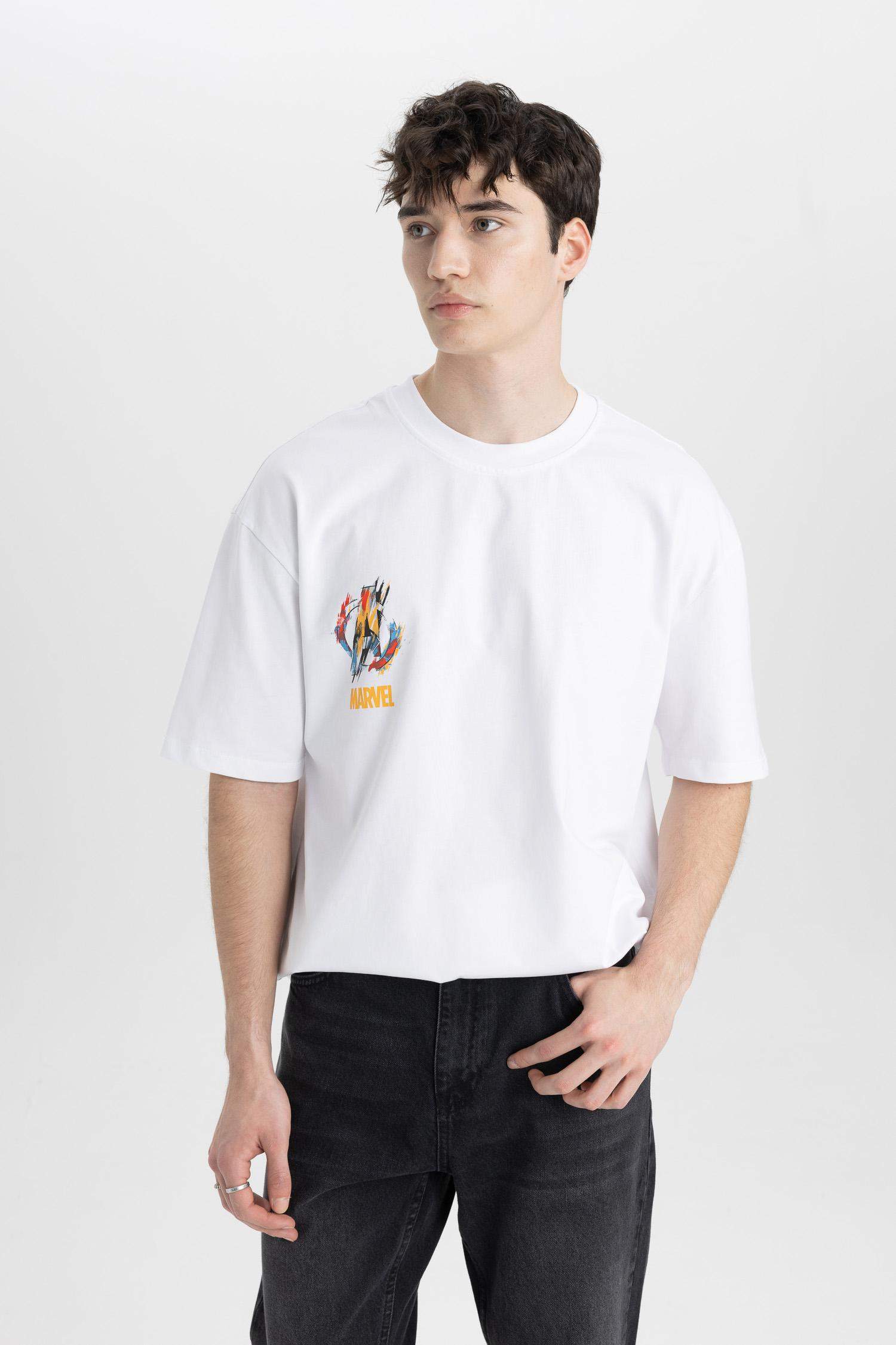 Oversize Fit Avengers Crew Neck Printed Short Sleeve T-Shirt