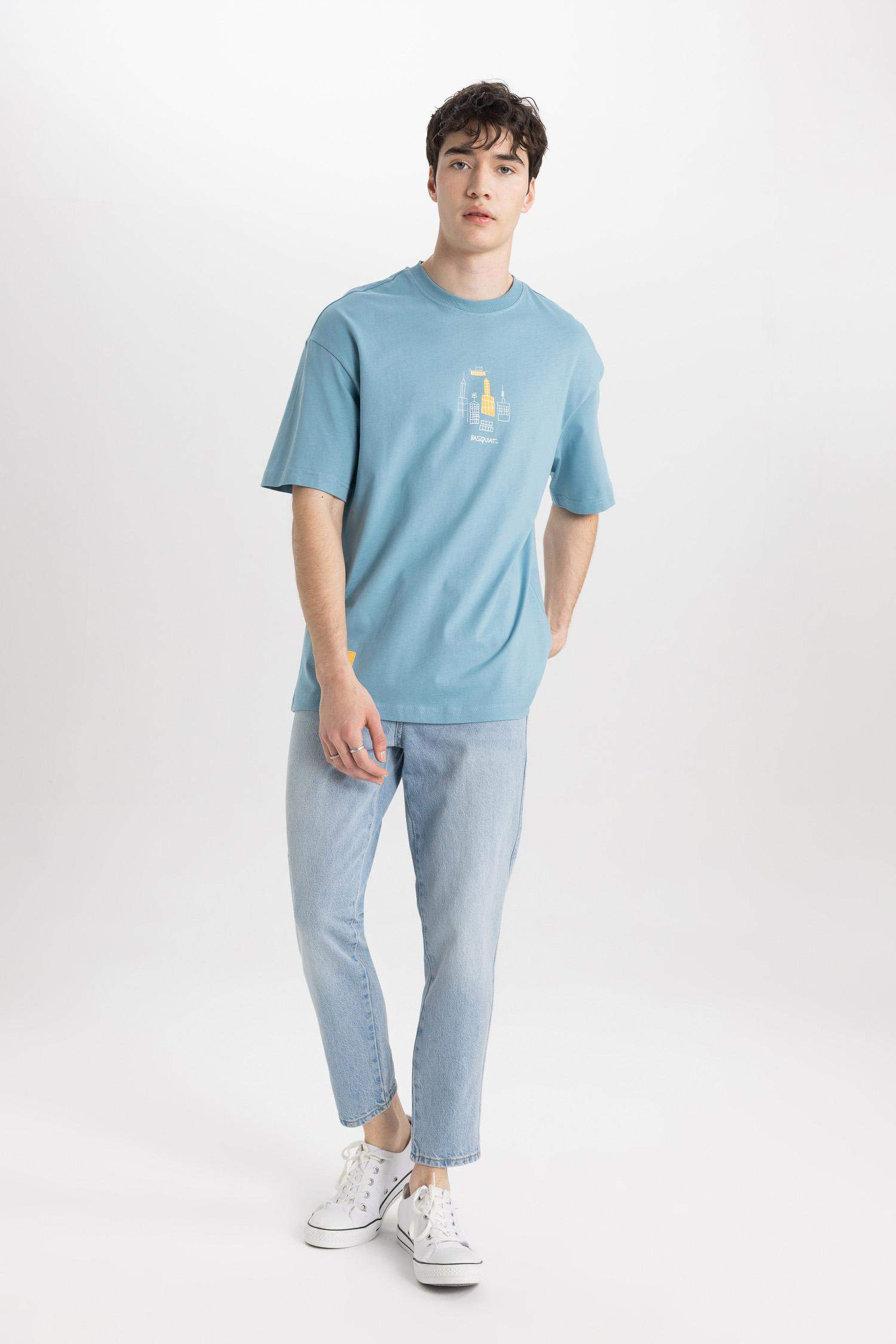 Comfort Fit Jean-Michel Basquiat Licensed Crew Neck Printed Short Sleeve T-Shirt