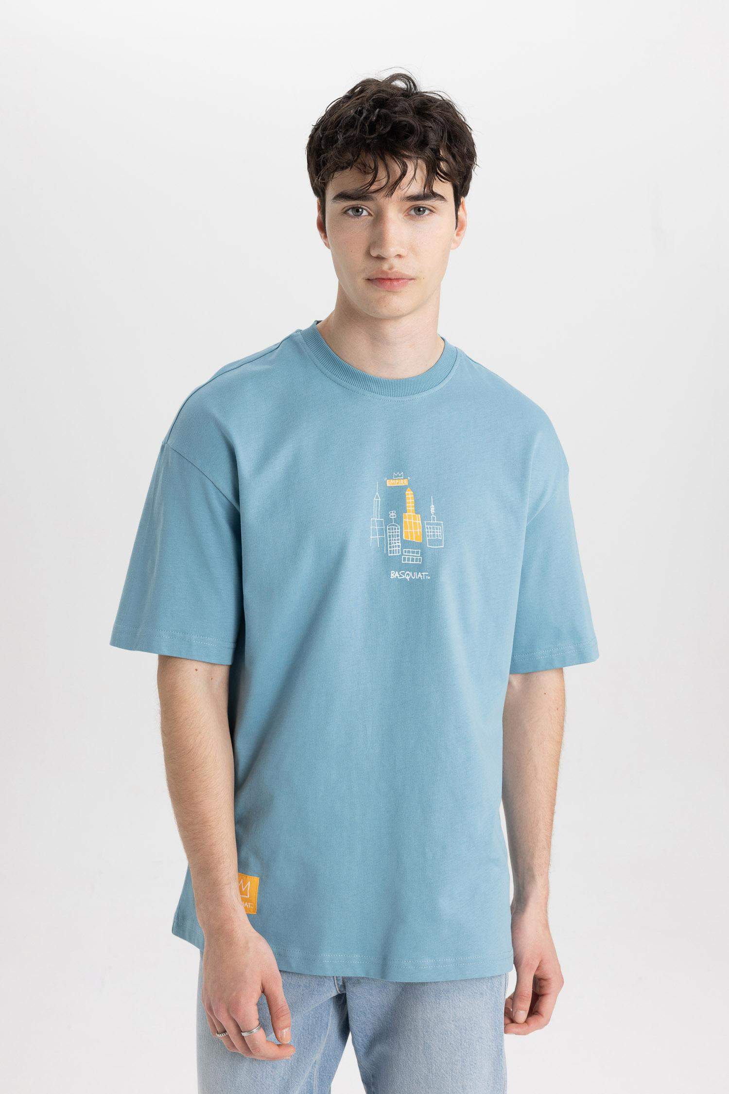 Comfort Fit Jean-Michel Basquiat Licensed Crew Neck Printed Short Sleeve T-Shirt