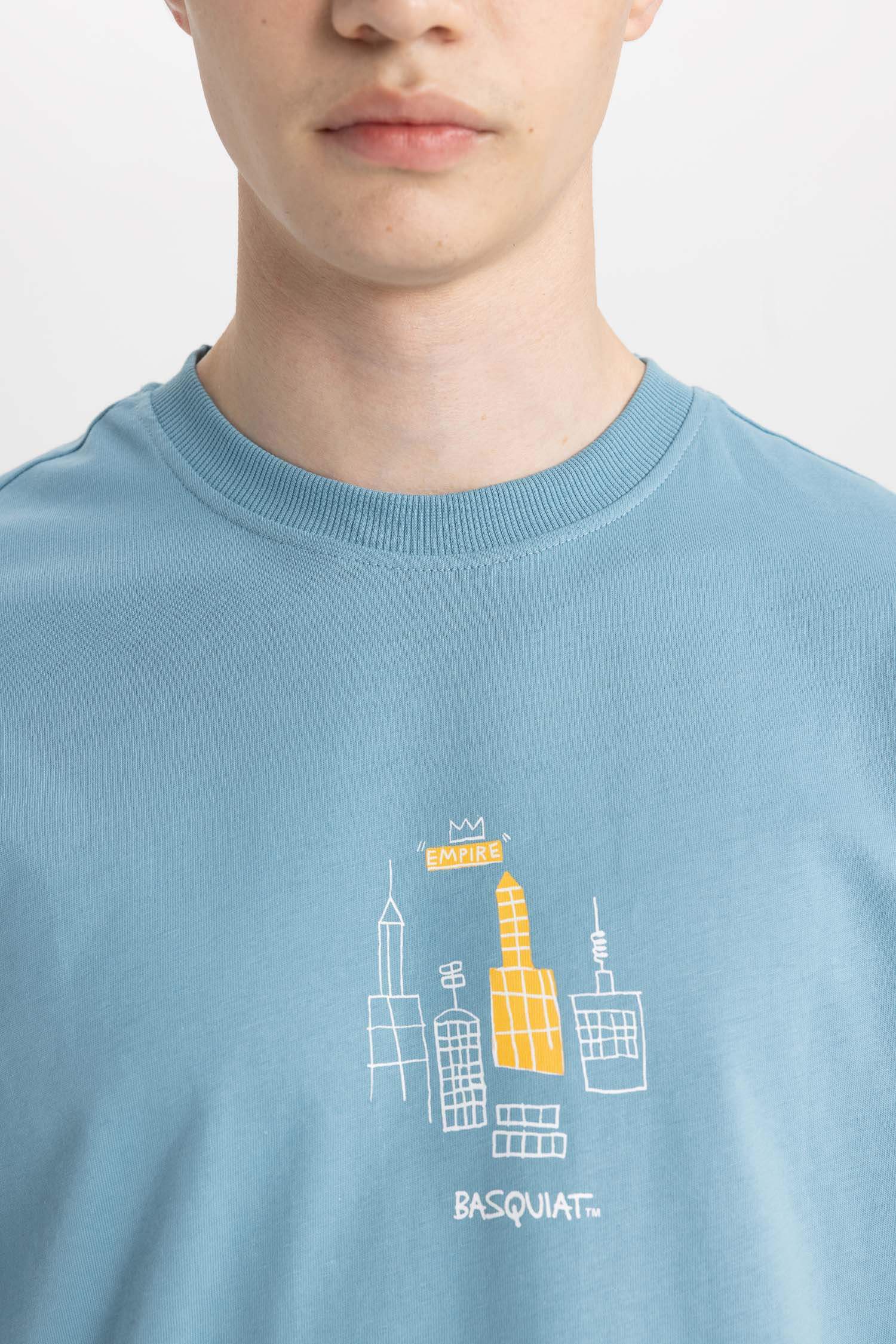 Comfort Fit Jean-Michel Basquiat Licensed Crew Neck Printed Short Sleeve T-Shirt