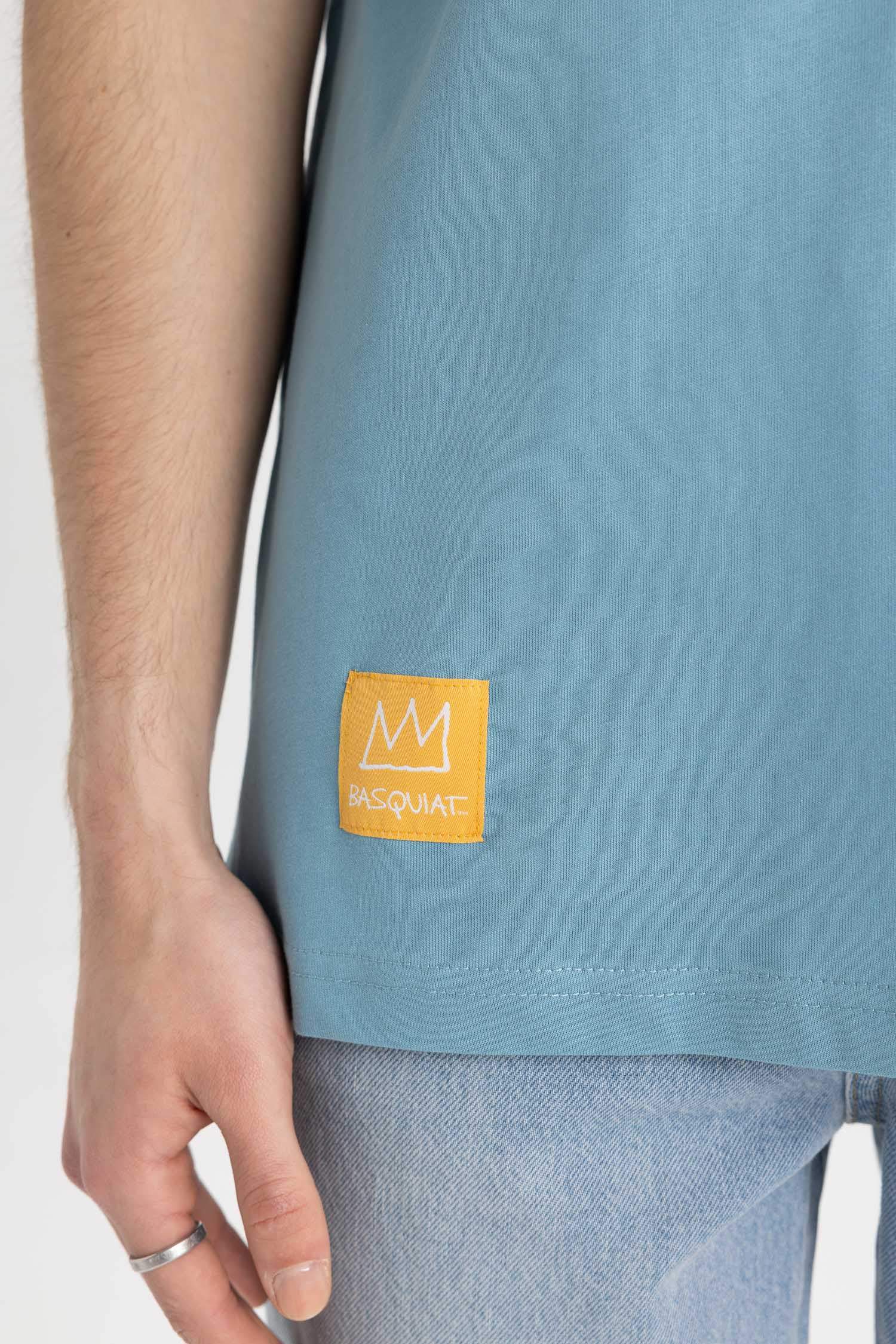 Comfort Fit Jean-Michel Basquiat Licensed Crew Neck Printed Short Sleeve T-Shirt