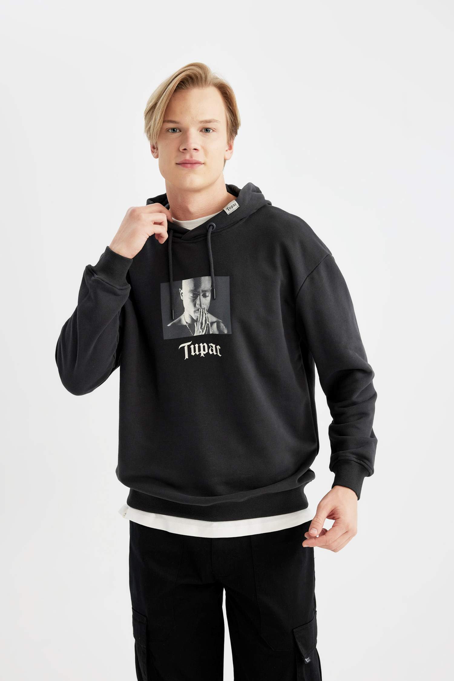 Tupac Shakur Boxy Fit Kapüşonlu Sweatshirt