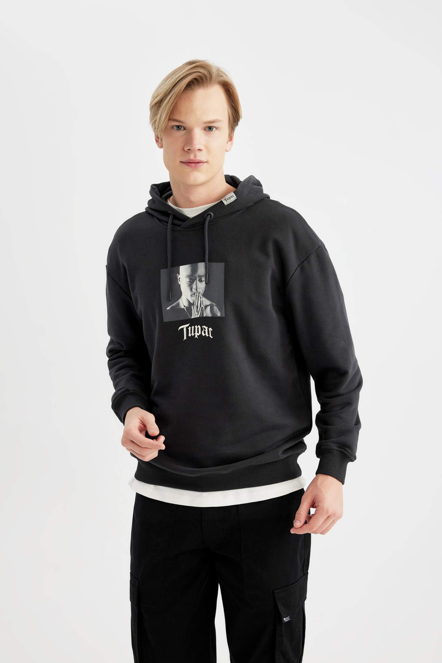 Tupac Shakur Boxy Fit Kapüşonlu Sweatshirt