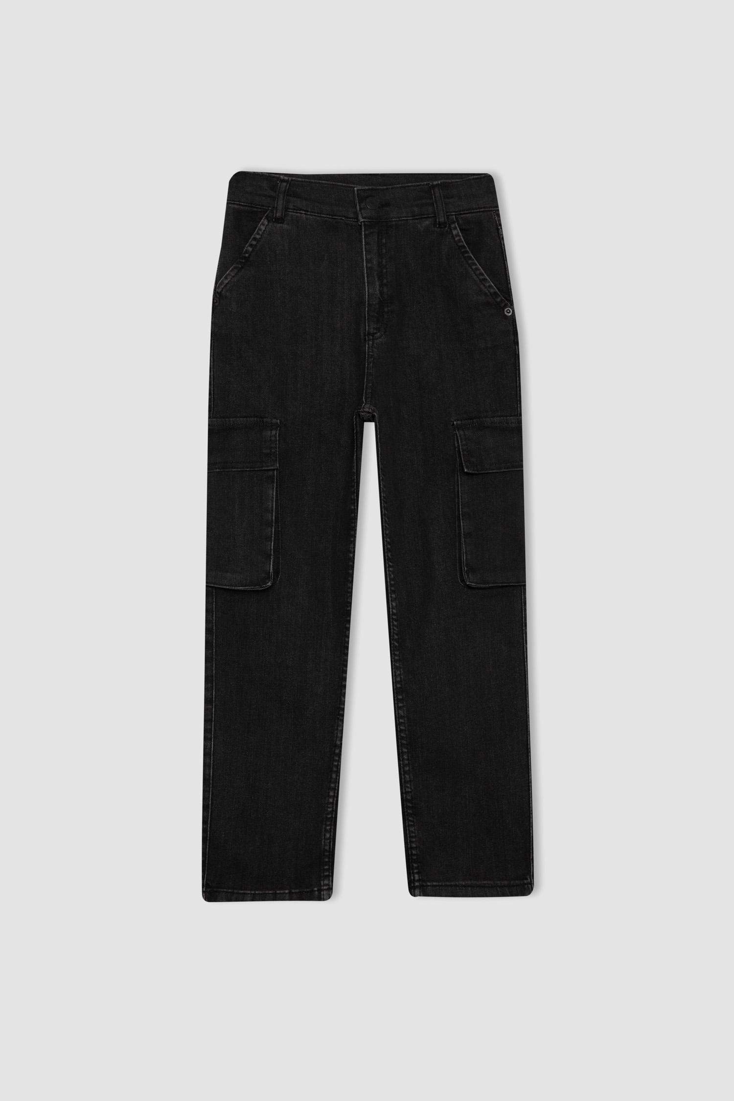 Erkek Çocuk Kargo Fit Düz Paça Jean Pantolon