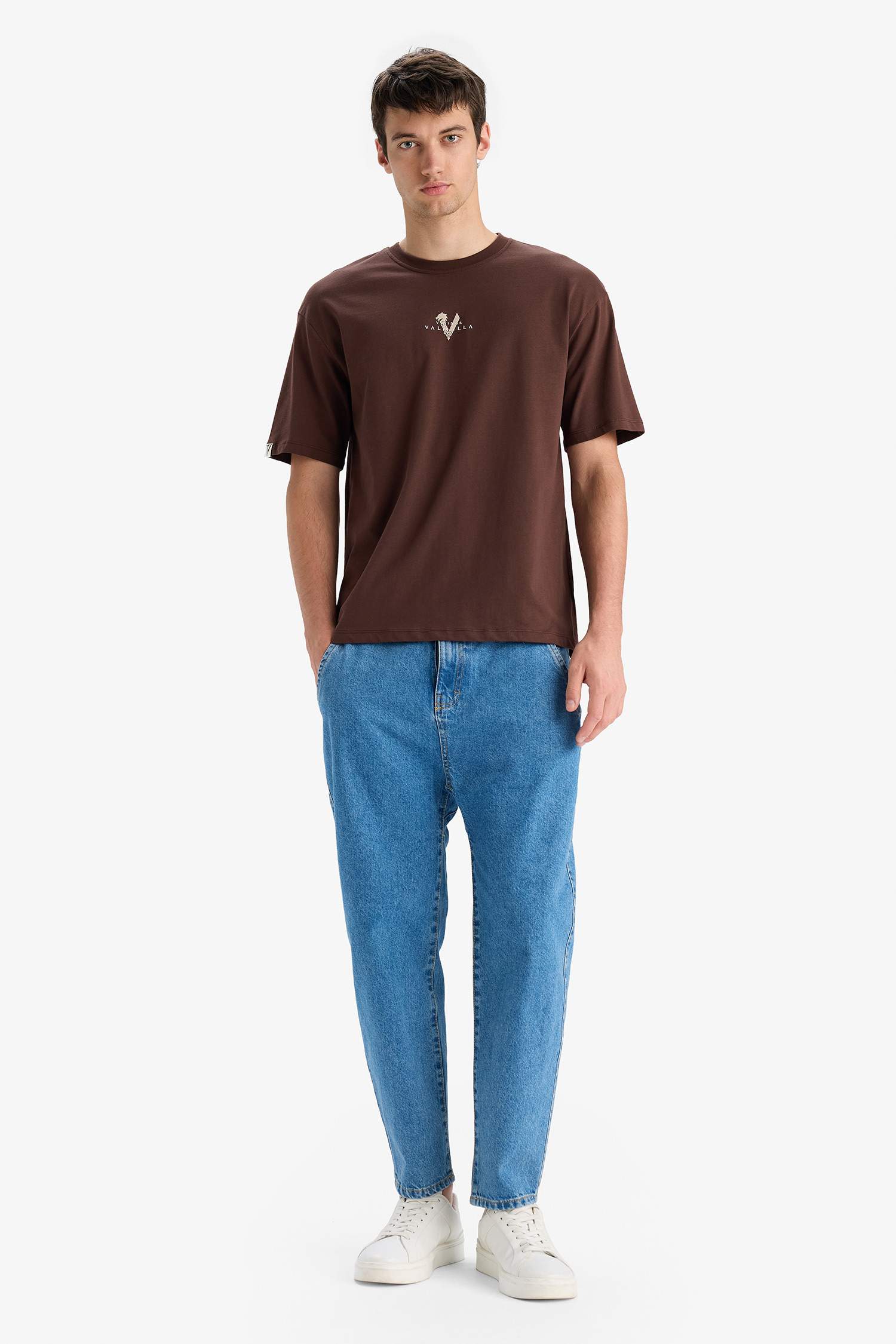 %100 Pamuk Vikings Valhalla Comfort Regular Fit Rahat Kalıp Bisiklet Yaka Sırt Baskılı Kısa Kollu Tişört