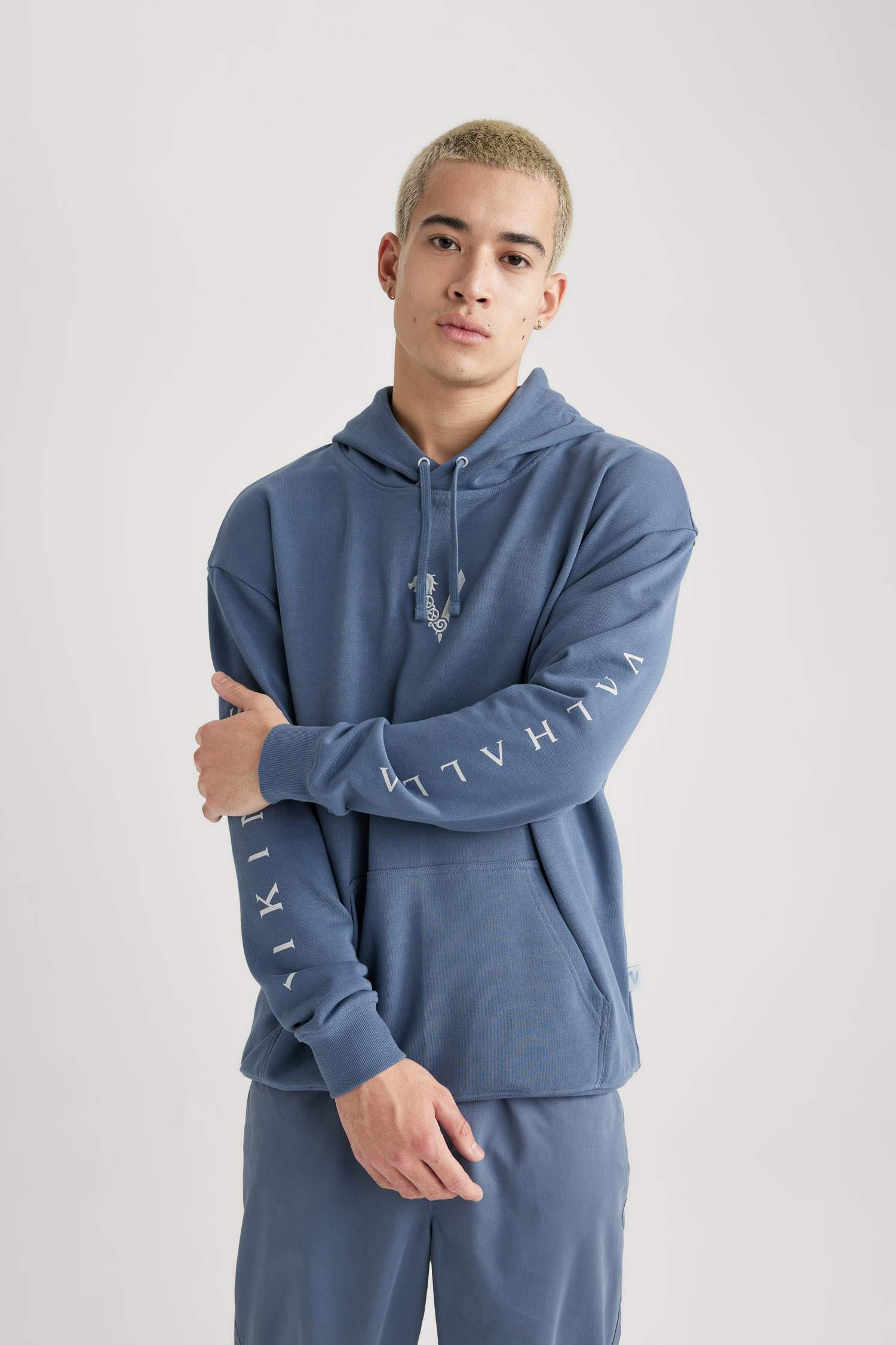 Vikings Valhalla Boxy Fit Hooded Back Printed Sweatshirt