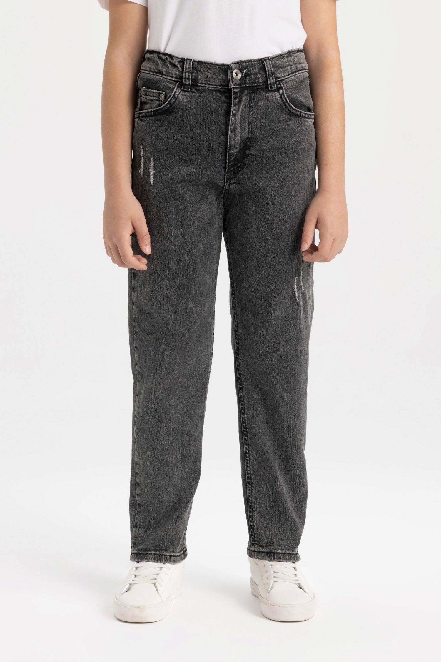 Straıght Fıt Yırtık Detaylı Düz Paça Jean Pantolon Erkek Çocuk